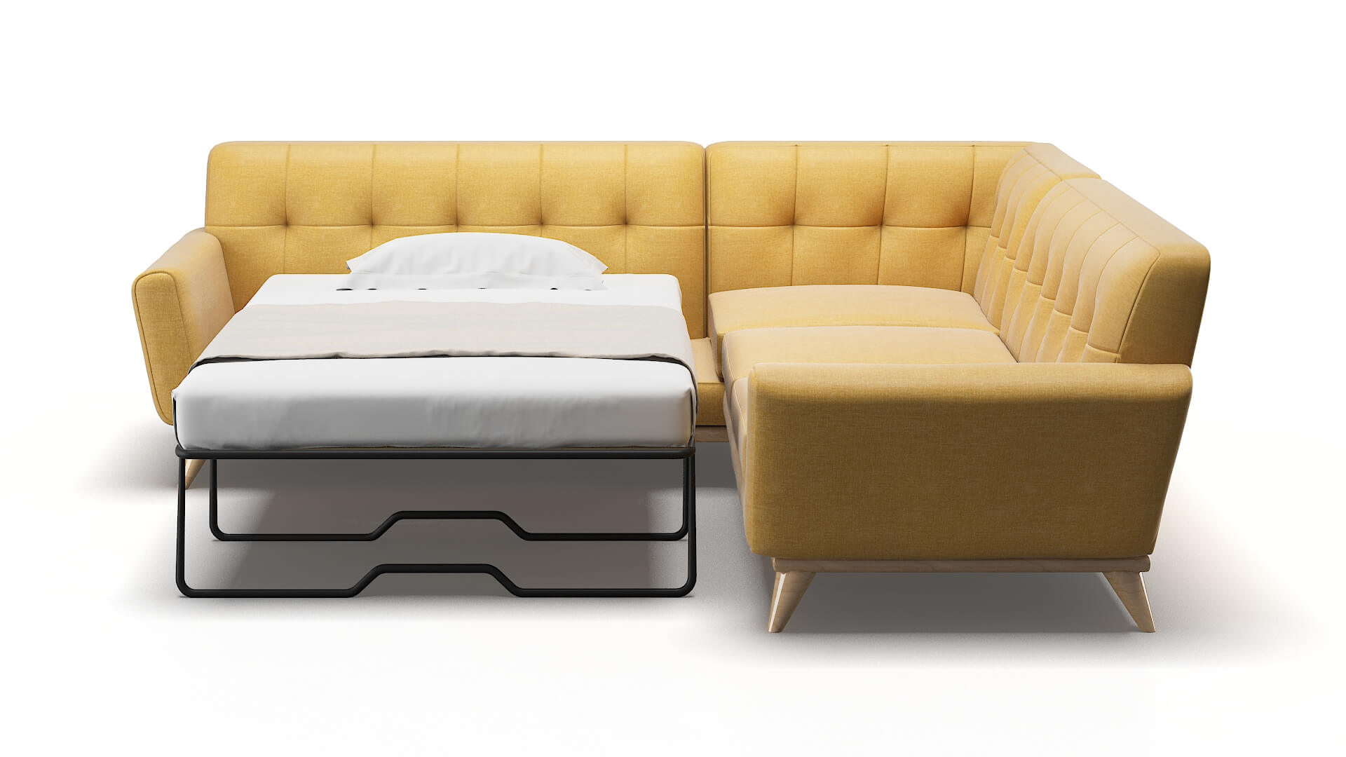 Brussels Leslie Saffron Sectional Sleeper Espresso legs 1