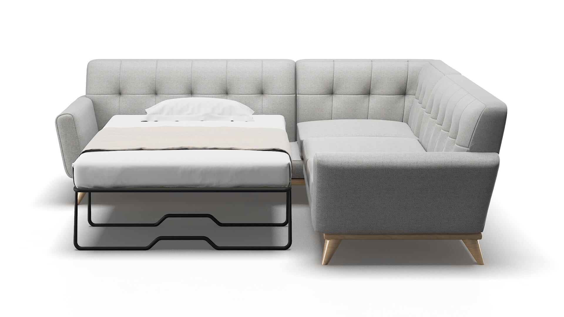 Brussels Malibu Dove Sectional Sleeper Espresso legs 1