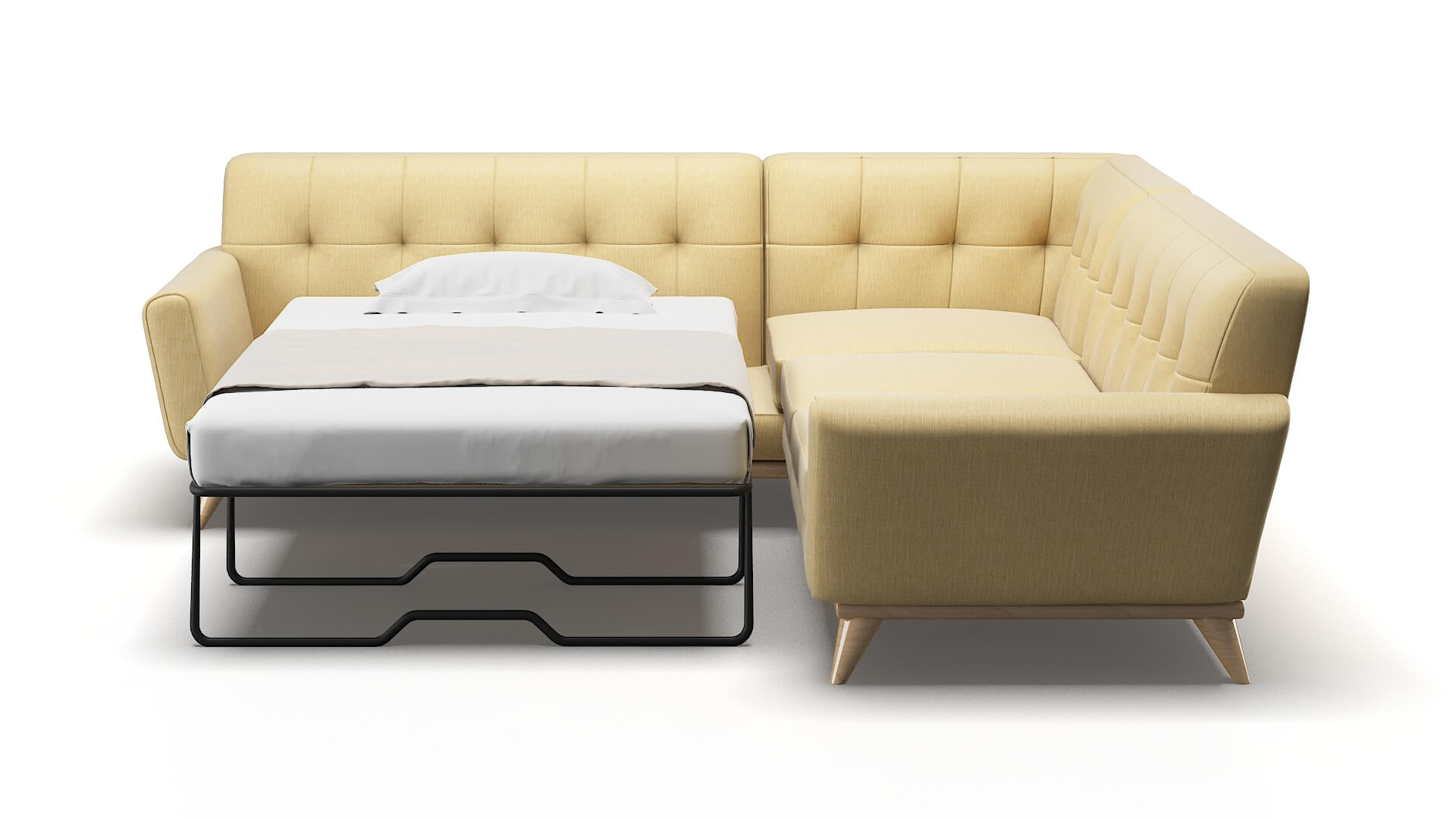 Brussels Malibu Maize Sectional Sleeper Espresso legs 1