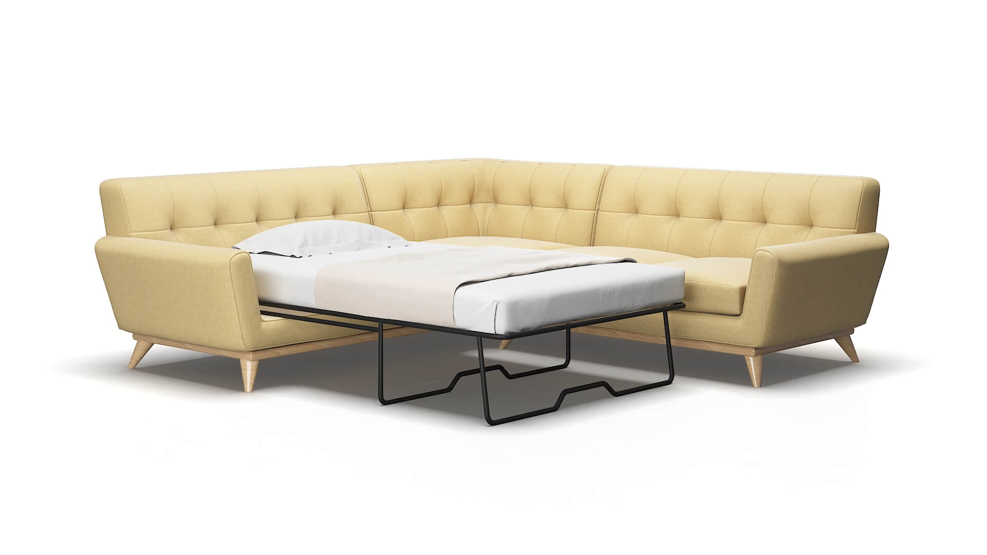 Brussels Malibu Maize Sectional Sleeper Espresso legs 2