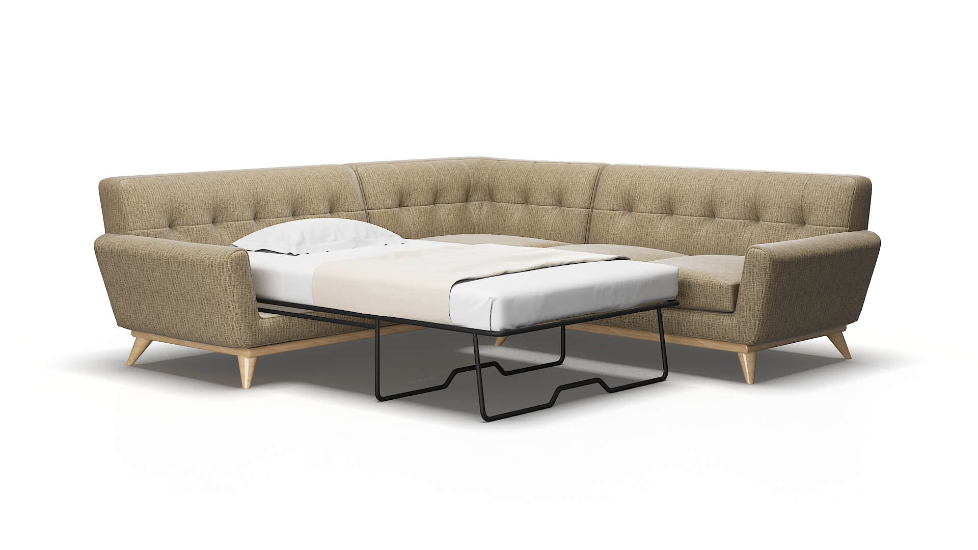 Brussels Marcy Camel Sectional Sleeper Espresso legs 2