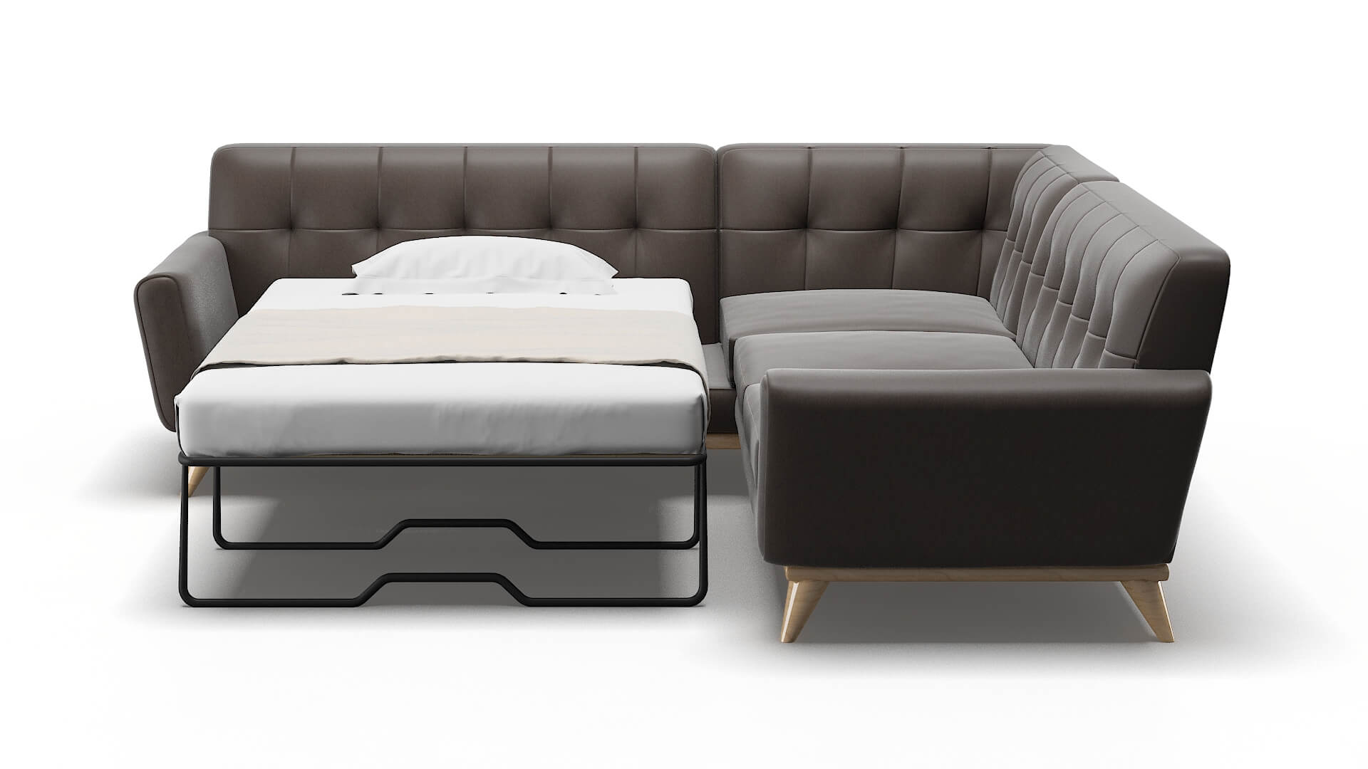 Brussels Naples Graphite Sectional Sleeper Espresso legs 1