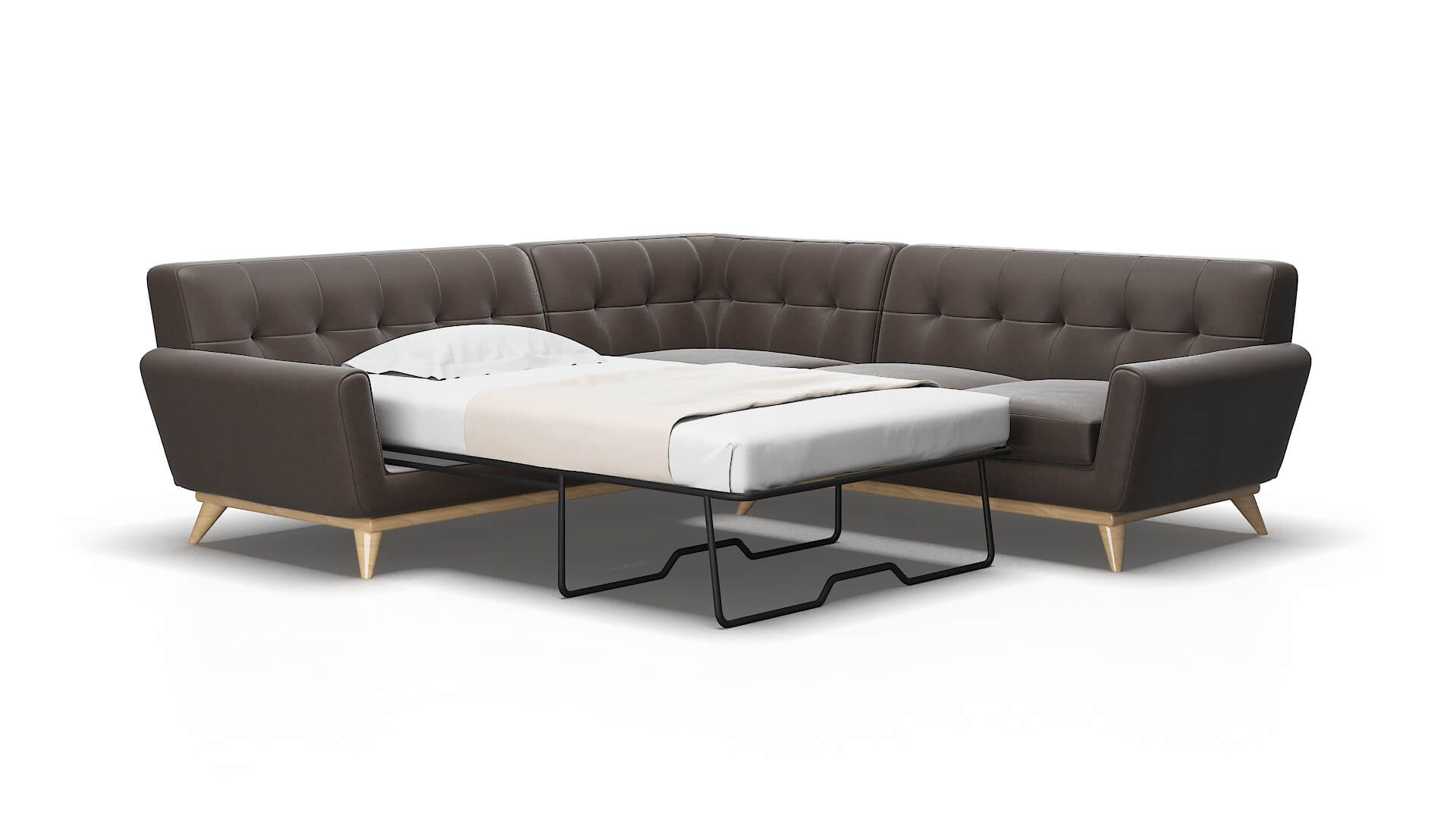 Brussels Naples Graphite Sectional Sleeper Espresso legs 2
