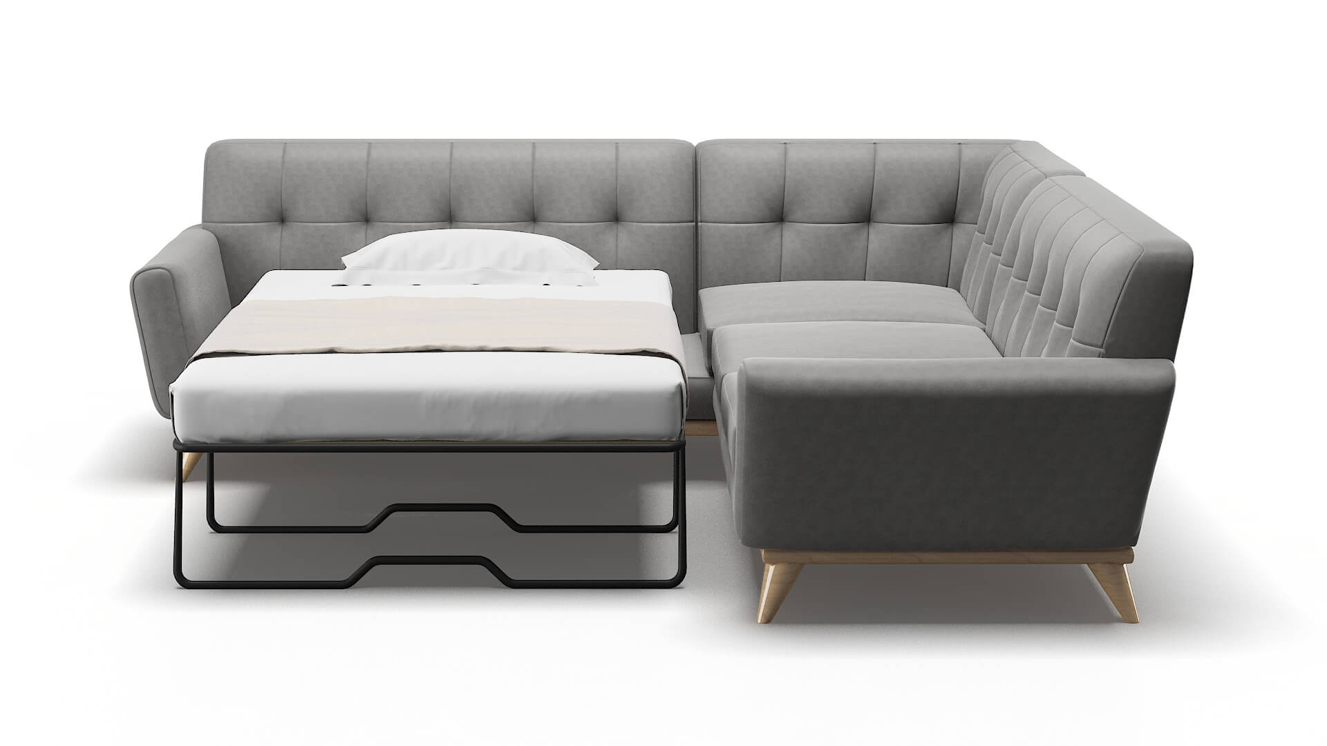 Brussels Noble Smoke Sectional Sleeper Espresso legs 1