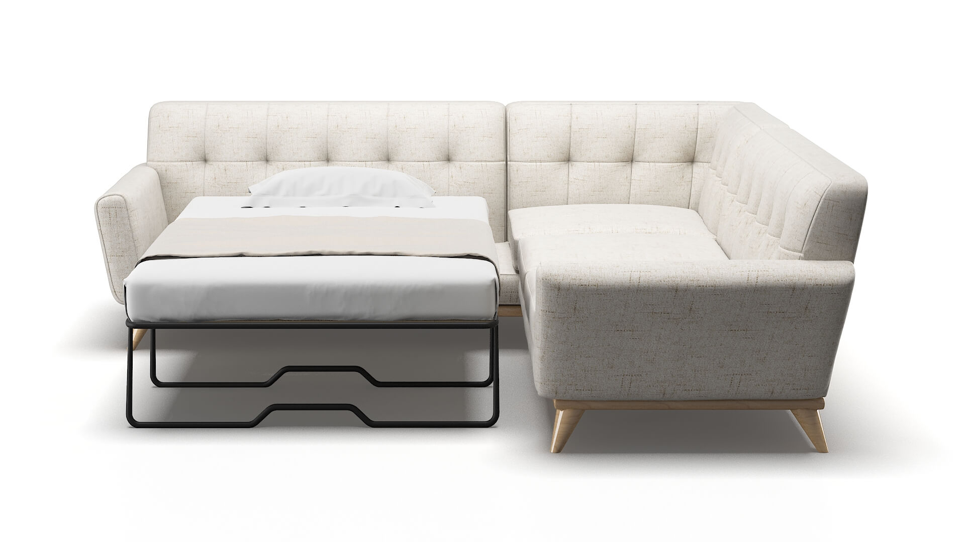 Brussels Oceanside Natural Sectional Sleeper Espresso legs 1