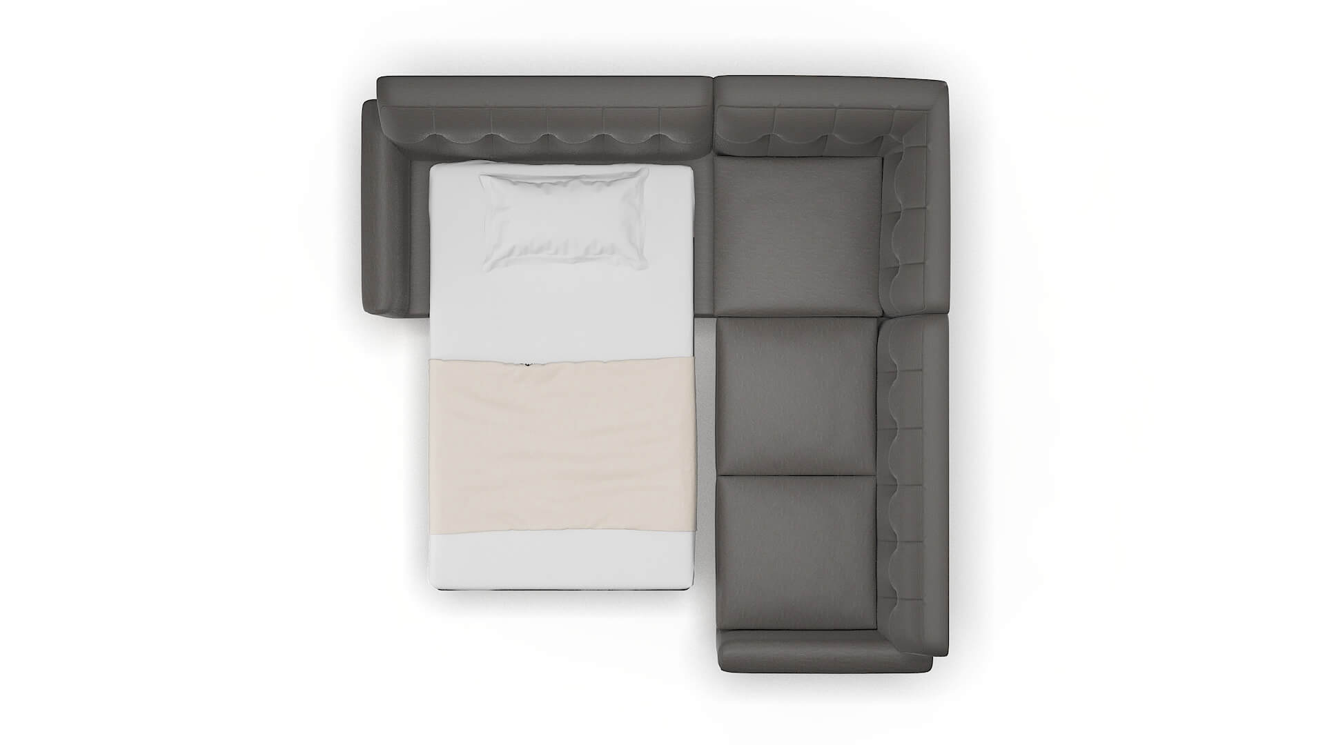 Brussels Oscar Grey Sectional Sleeper Espresso legs 3