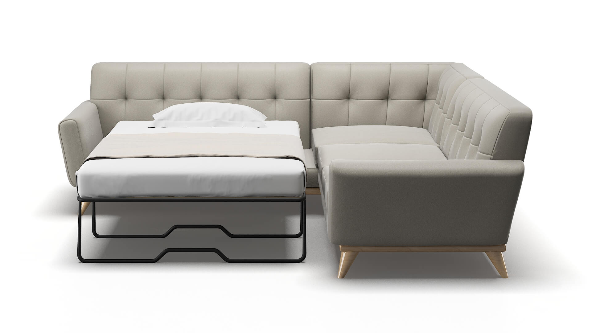 Brussels Oscar Silver Sectional Sleeper Espresso legs 1