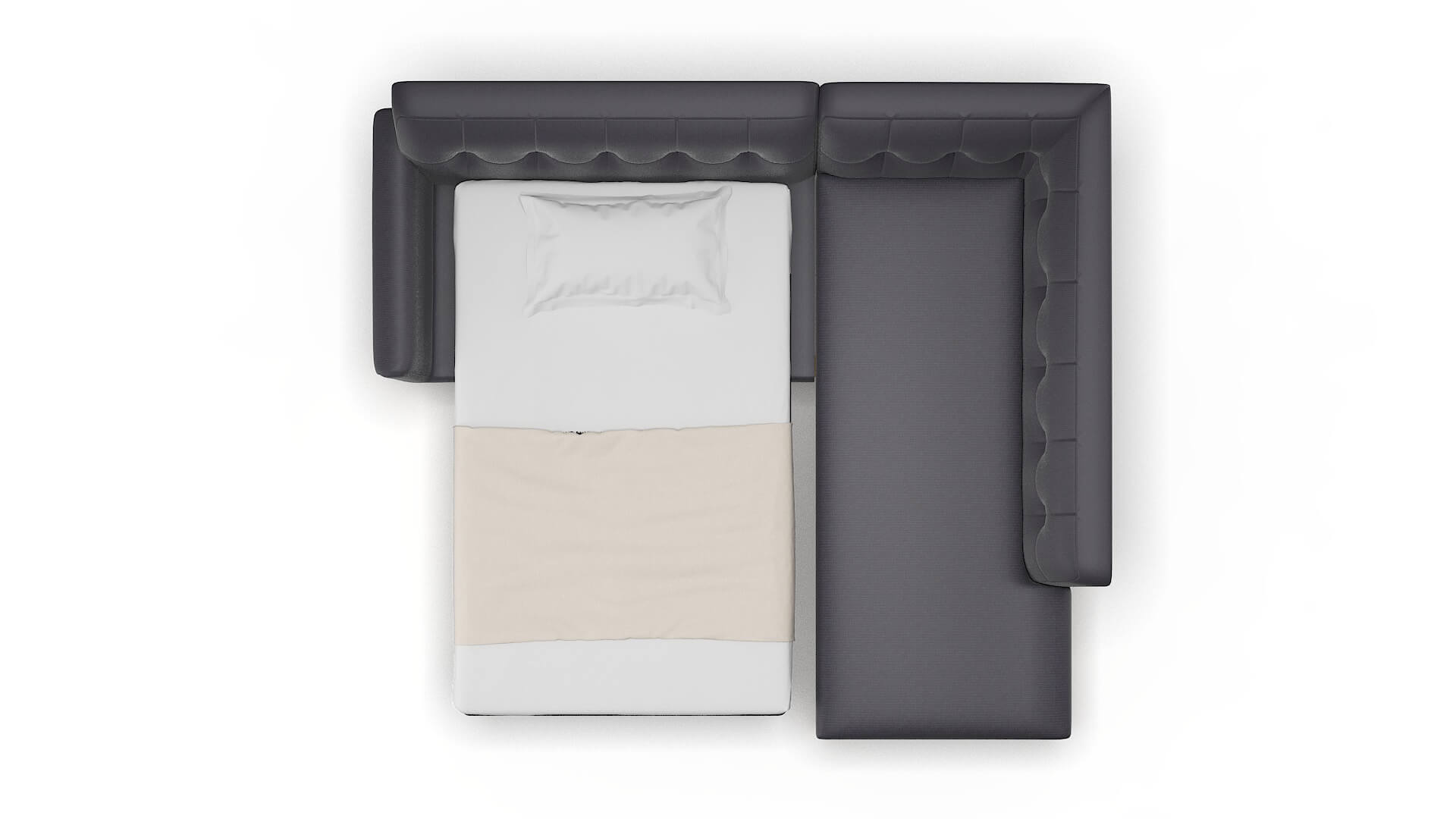 Brussels Parker Charcoal Panel Sleeper Espresso legs 3