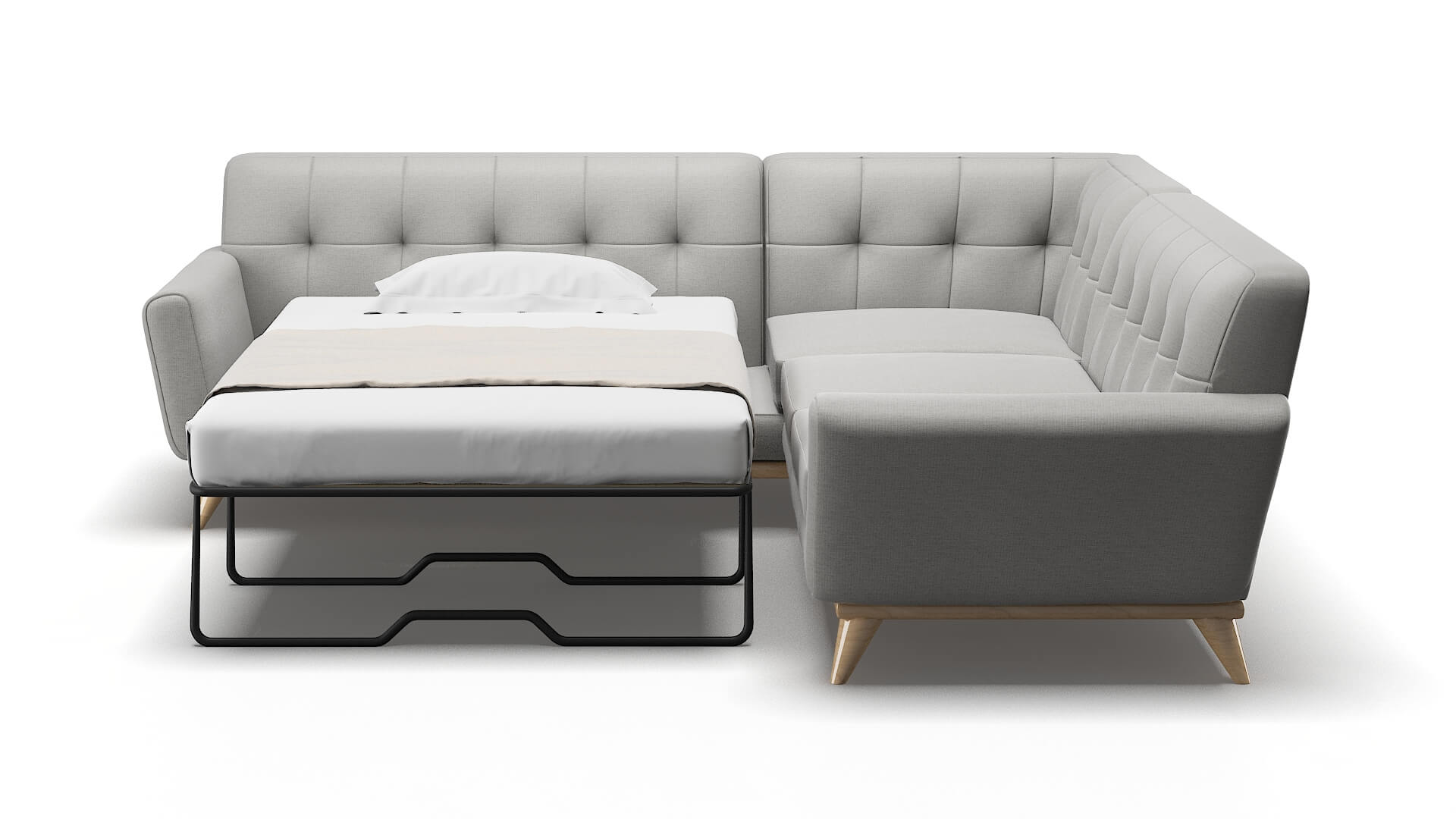 Brussels Parker Silver Sectional Sleeper Espresso legs 1