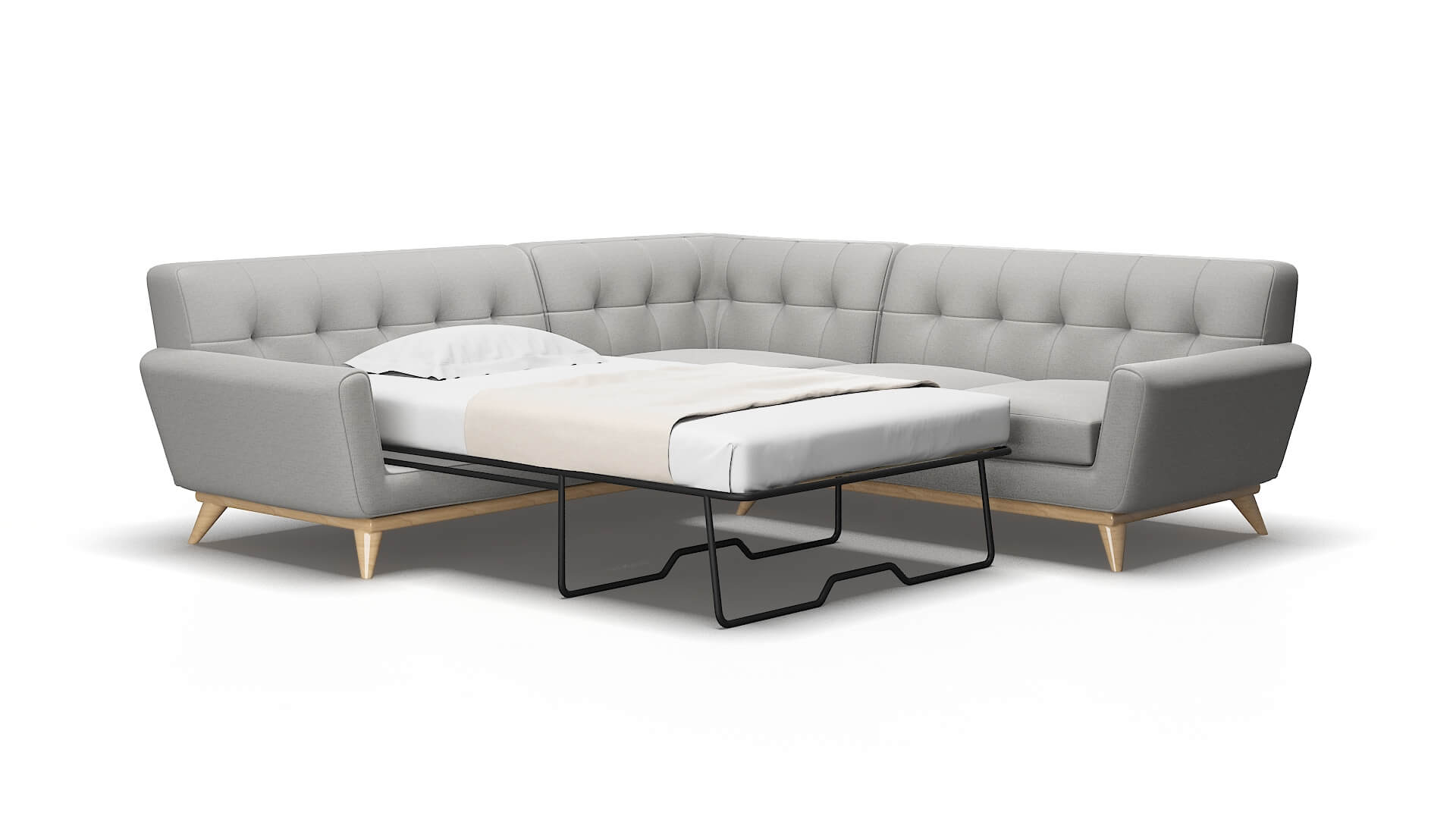 Brussels Parker Silver Sectional Sleeper Espresso legs 2