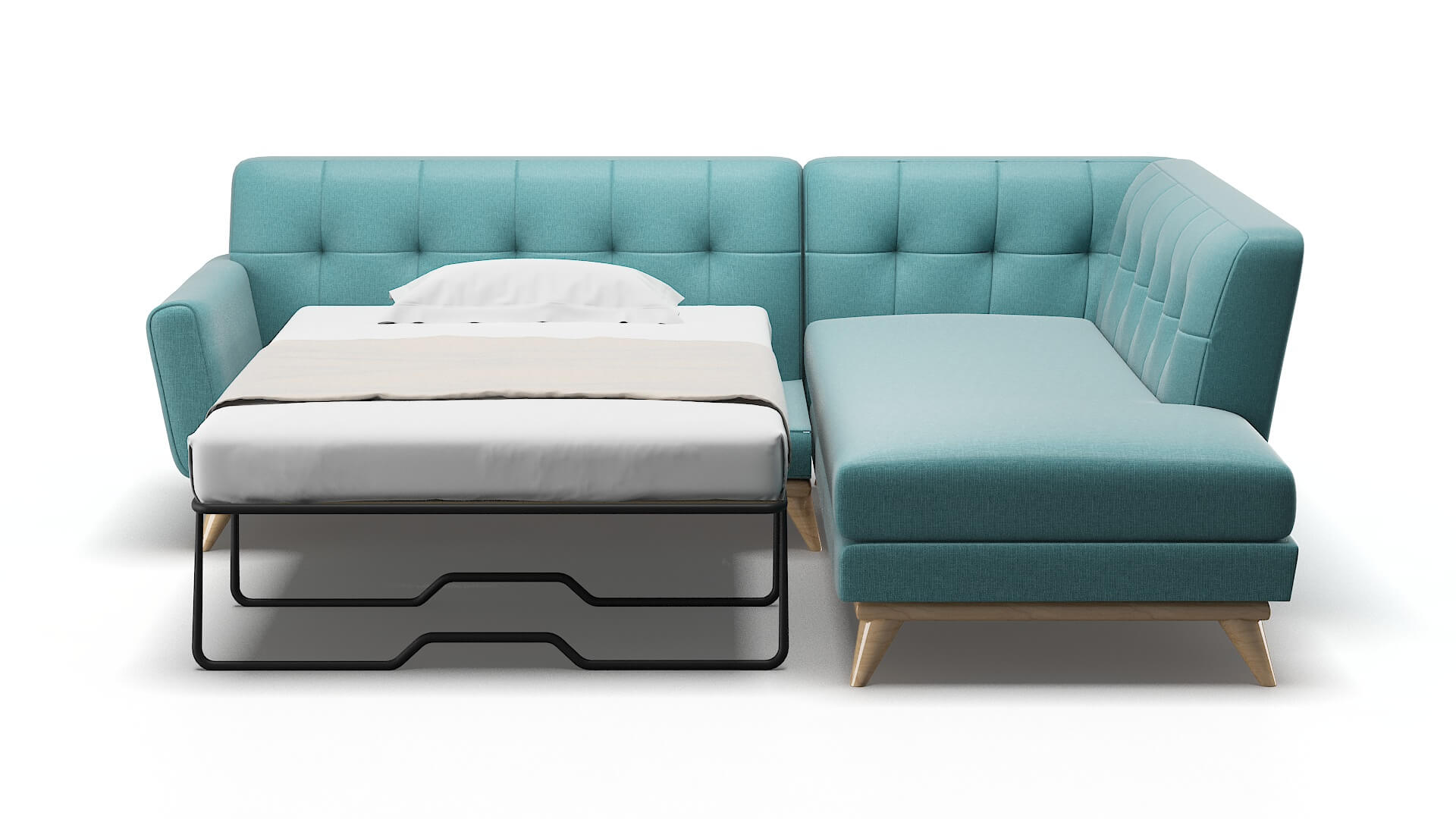 Brussels Parker Turquoise Panel Sleeper Espresso legs 1