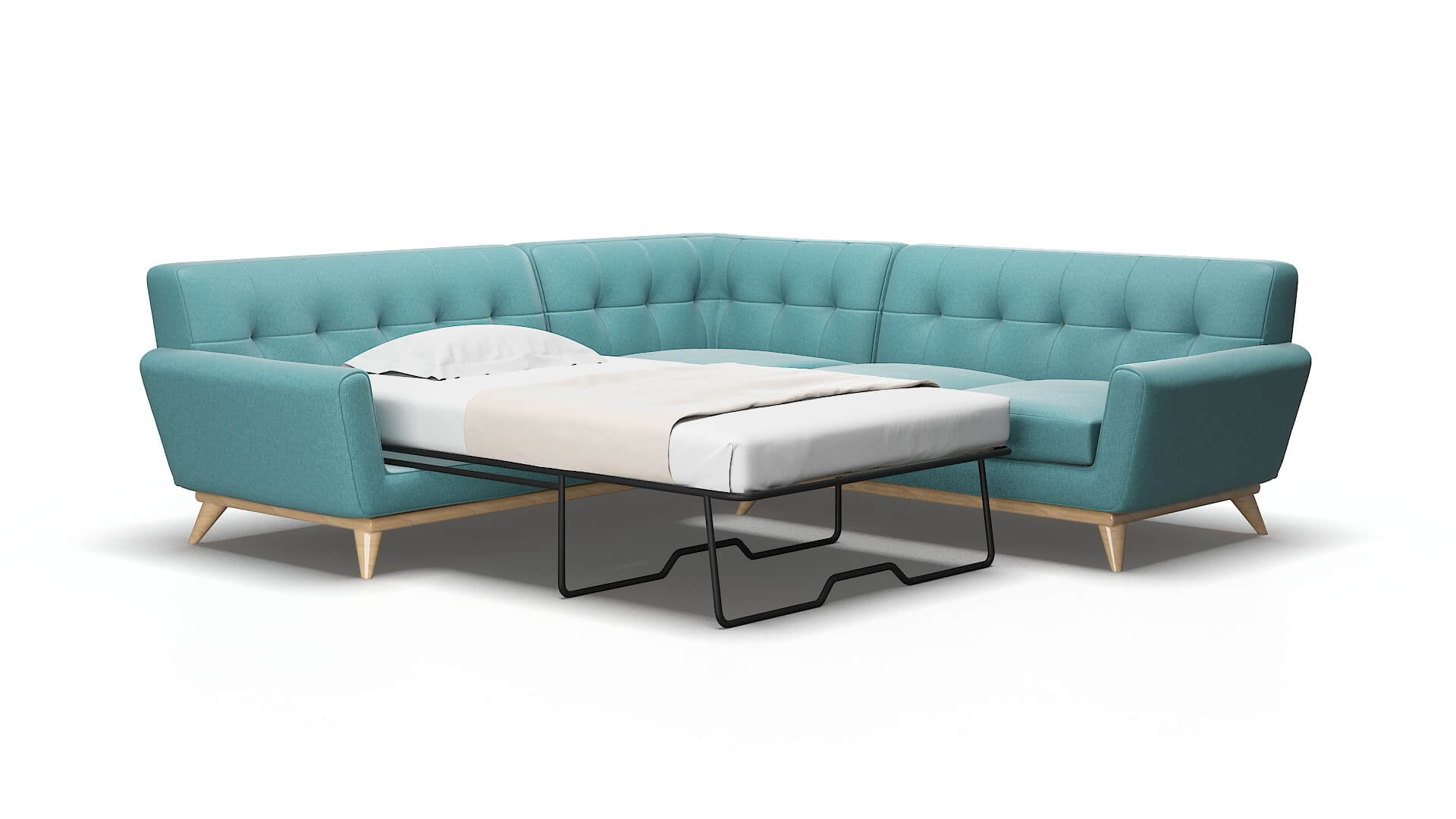 Brussels Parker turquoise Sectional sleeper Espresso Legs  2
