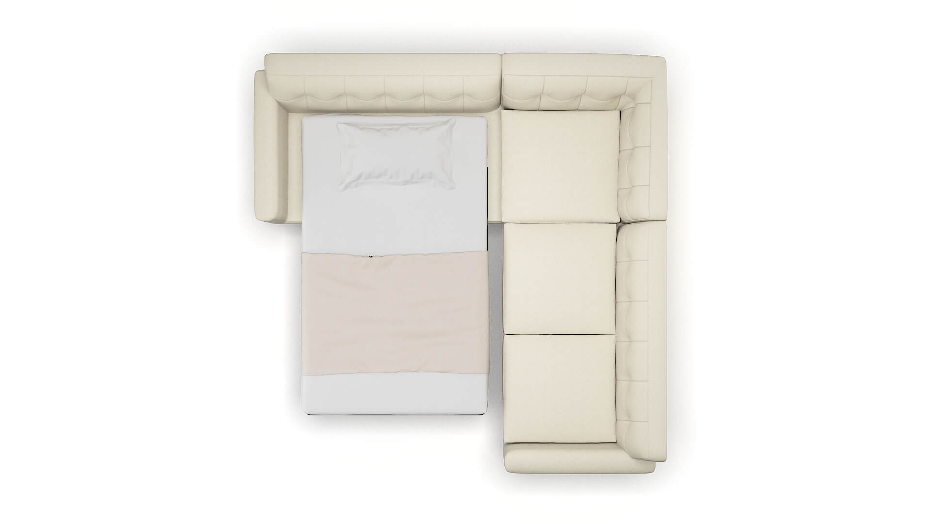 Brussels Phoenix Ivory Sectional Sleeper Espresso legs 3