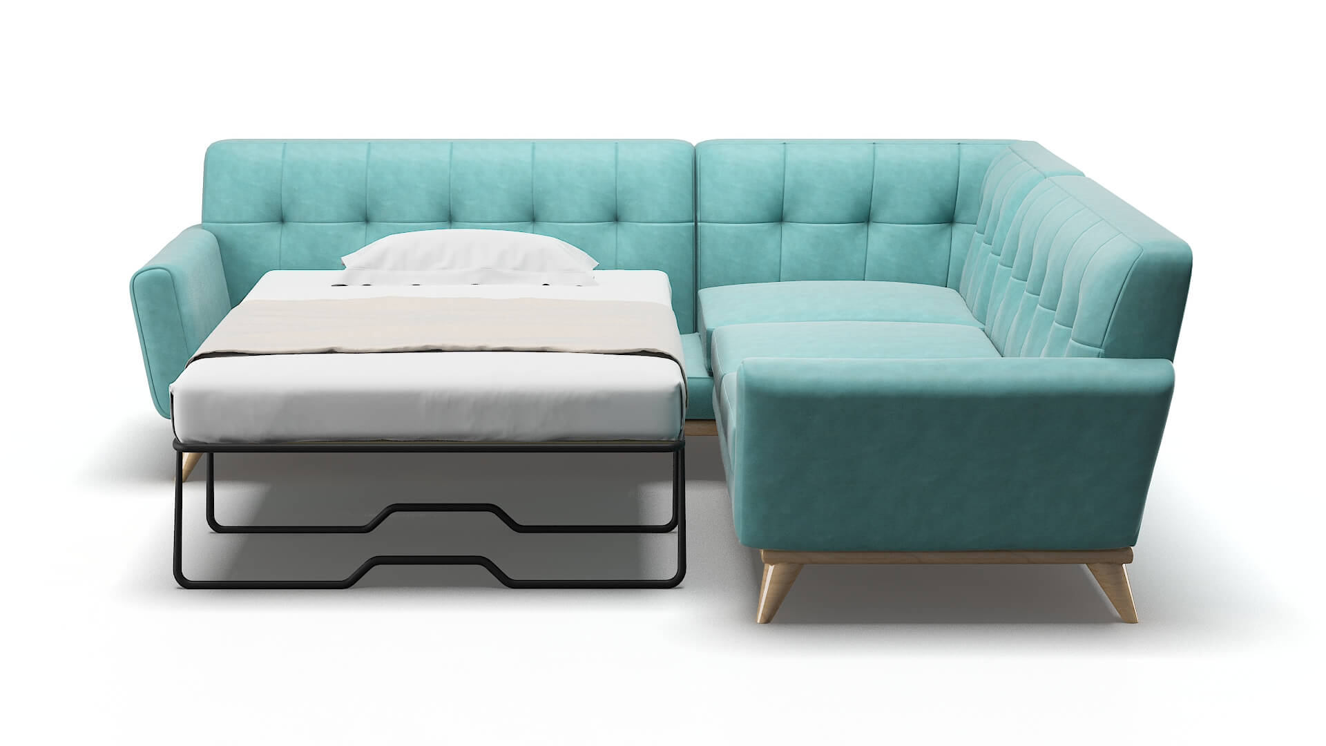 Brussels Portland Mercury Sectional Sleeper Espresso legs 1