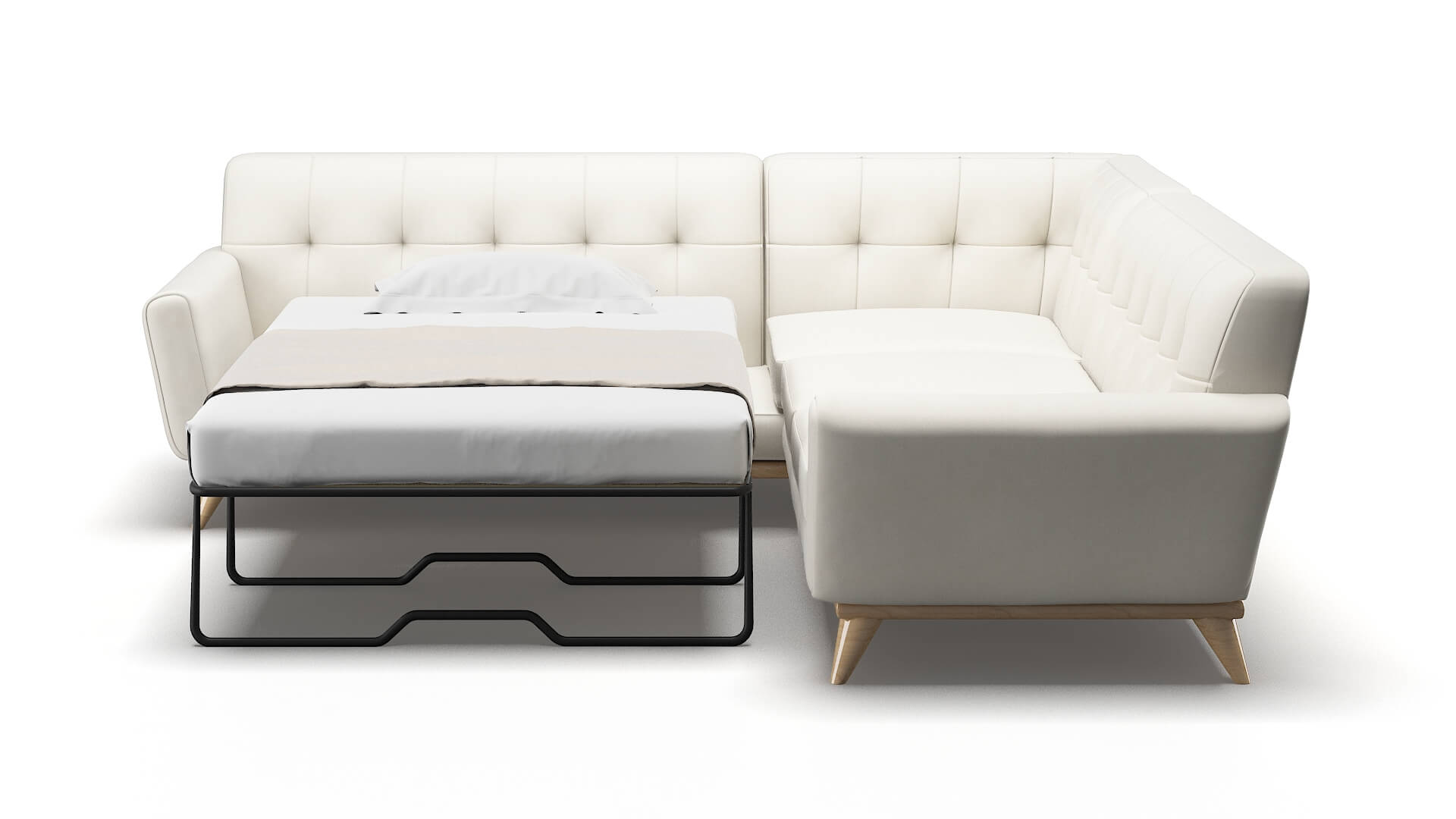 Brussels R_prize Cream Sectional Sleeper Espresso legs 1