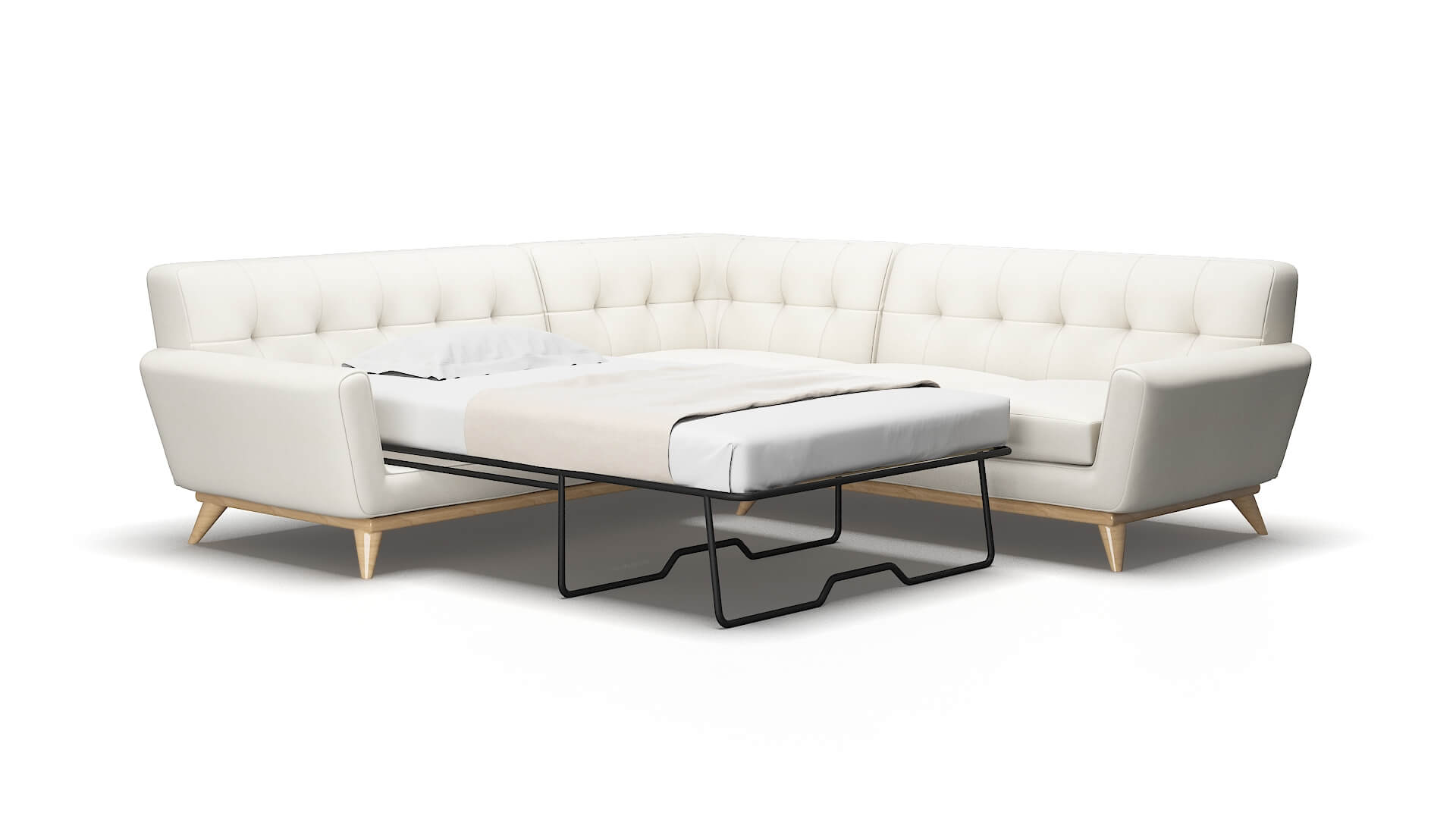 Brussels R_prize Cream Sectional Sleeper Espresso legs 2