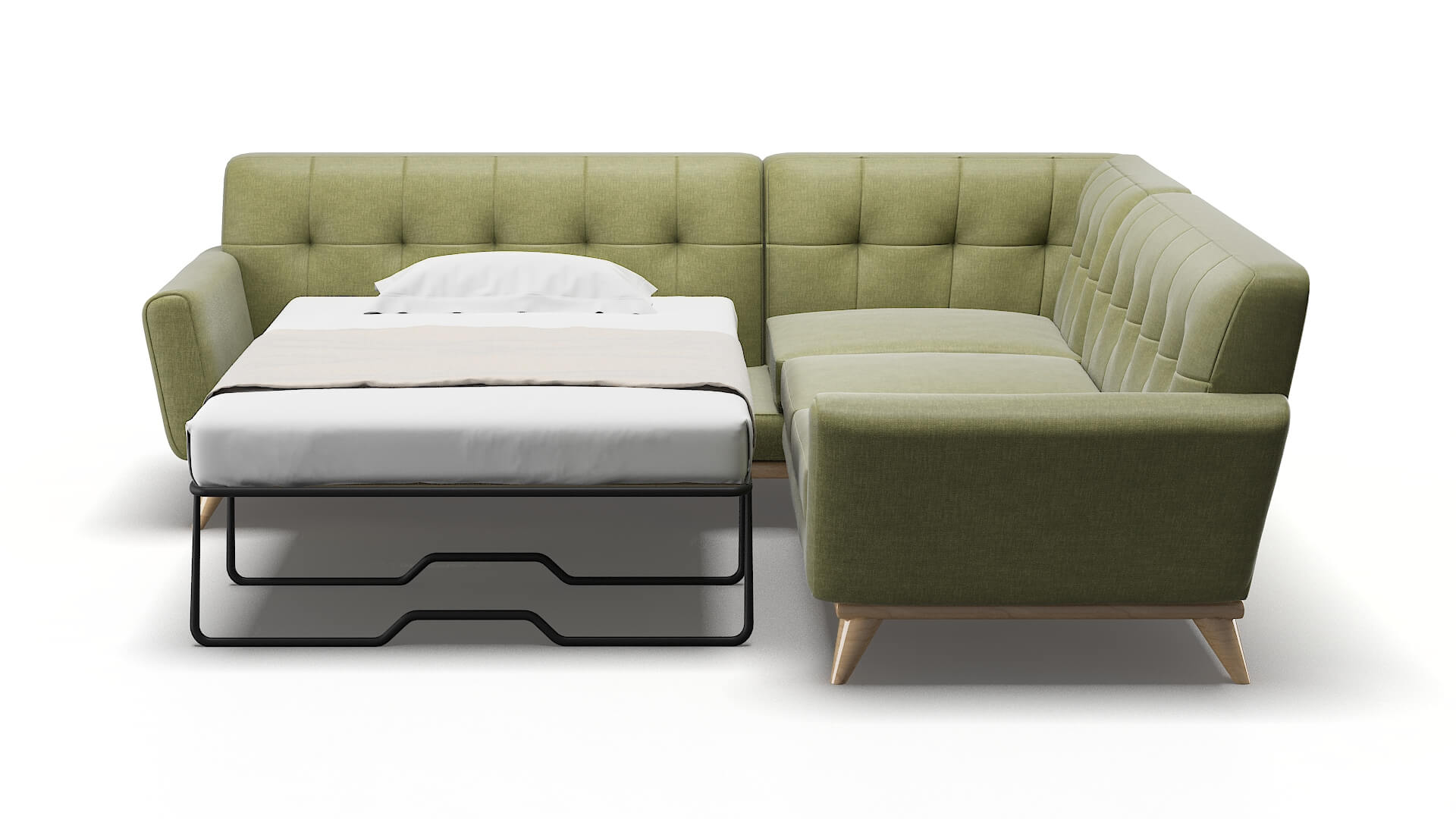 Brussels Rocket Evergreen Sectional Sleeper Espresso legs 1