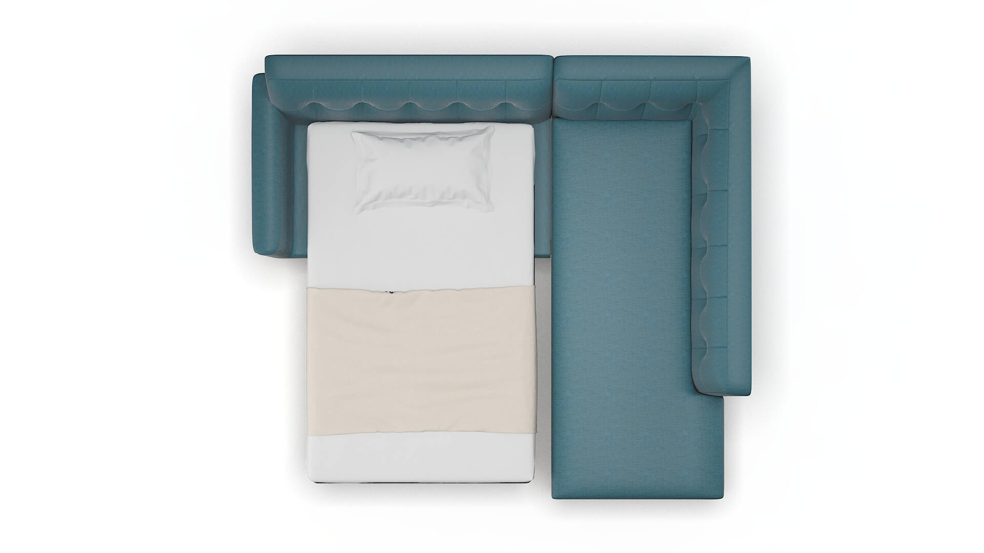 Brussels Royale Electric_blue Panel Sleeper Espresso legs 3