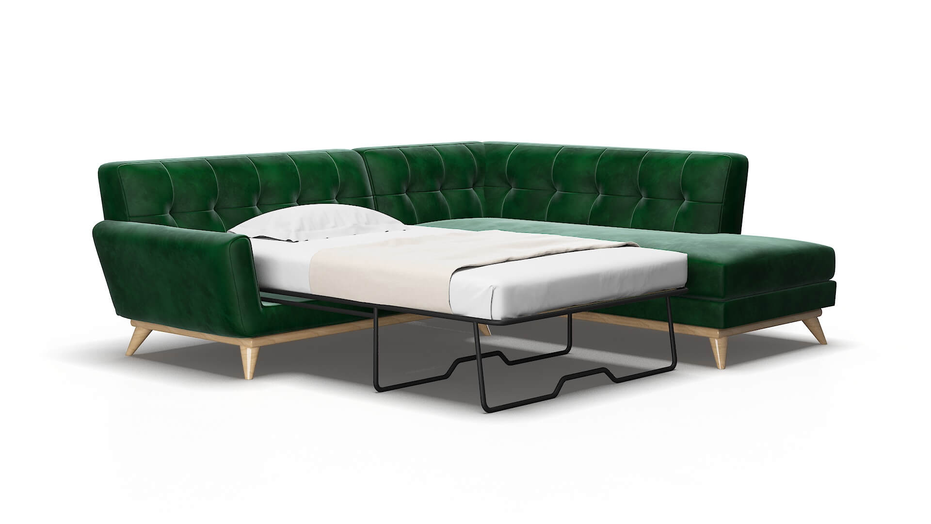 Brussels Royale evergreen Panel sleeper Espresso Legs  2