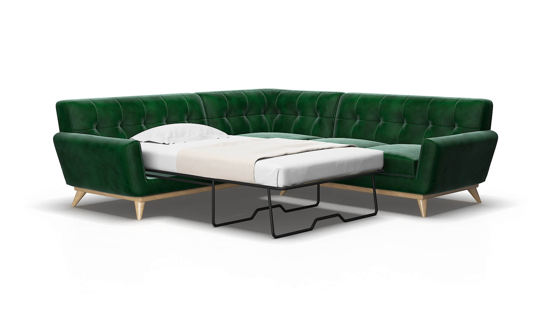 Brussels Royale evergreen Sectional sleeper Espresso Legs  2