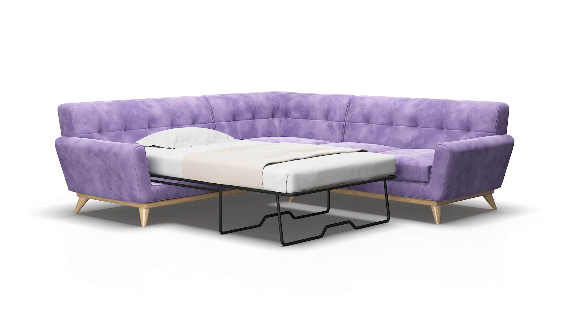 Brussels Royale lavender Sectional sleeper Espresso Legs  2