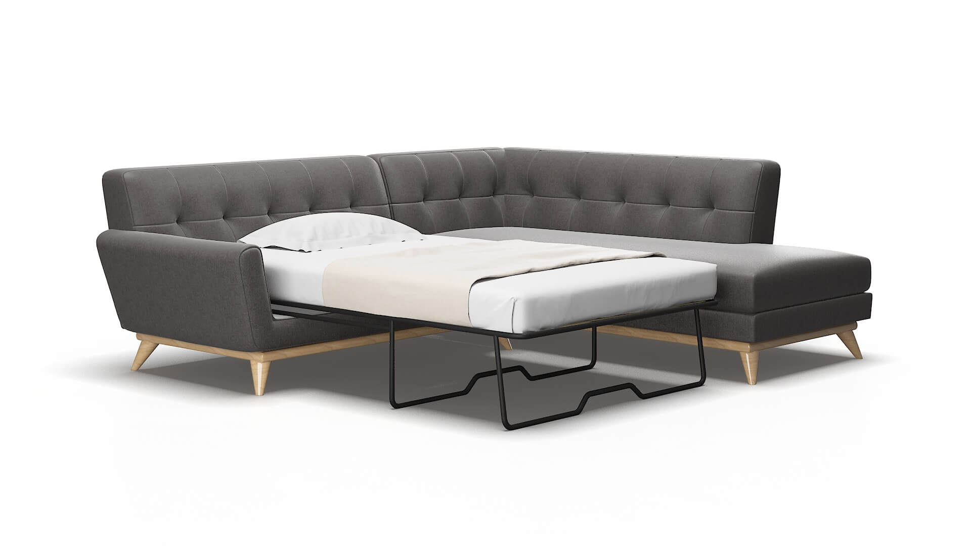 Brussels Sasha grey Panel sleeper Espresso Legs  2