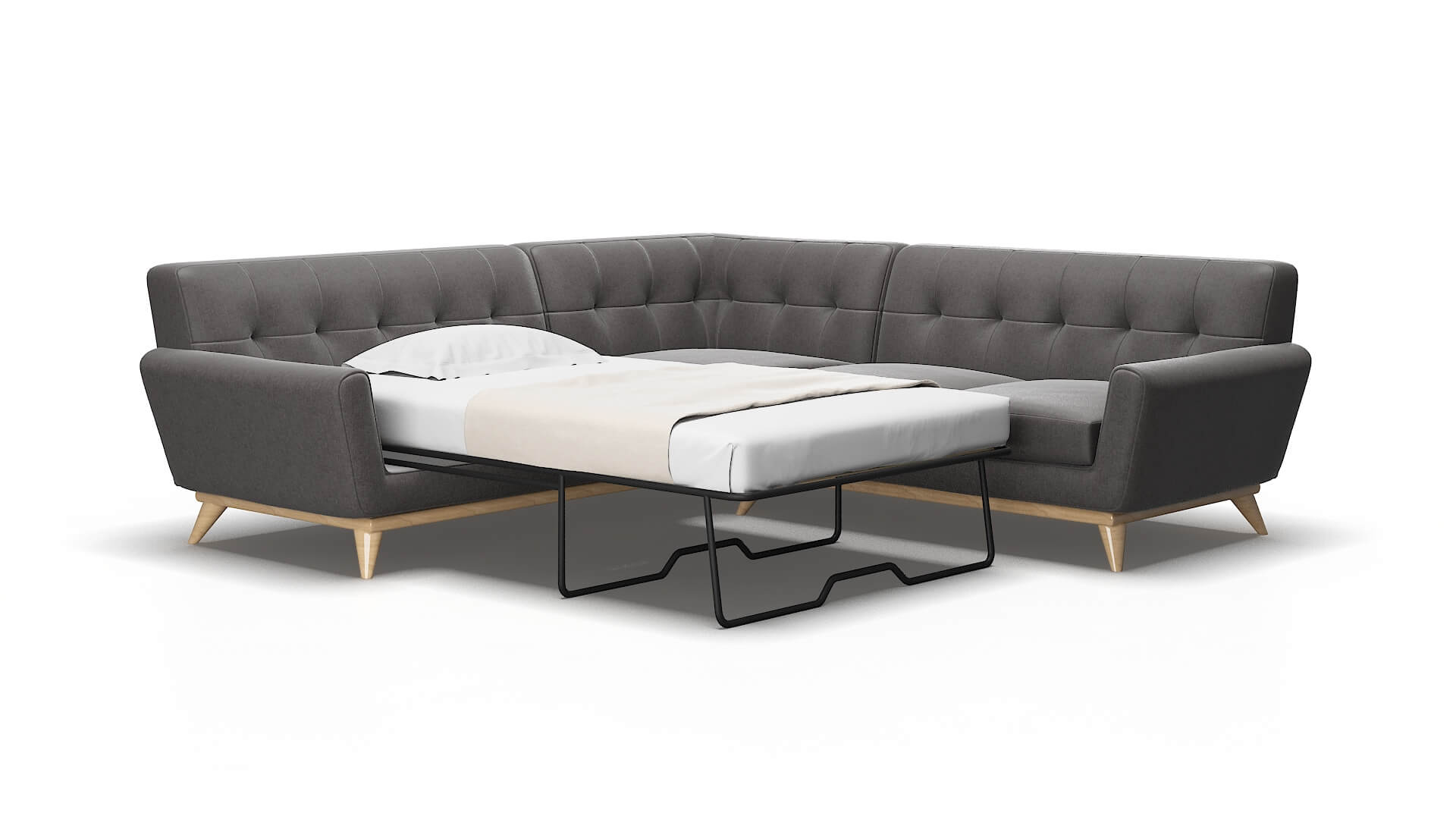 Brussels Sasha Grey Sectional Sleeper Espresso legs 2