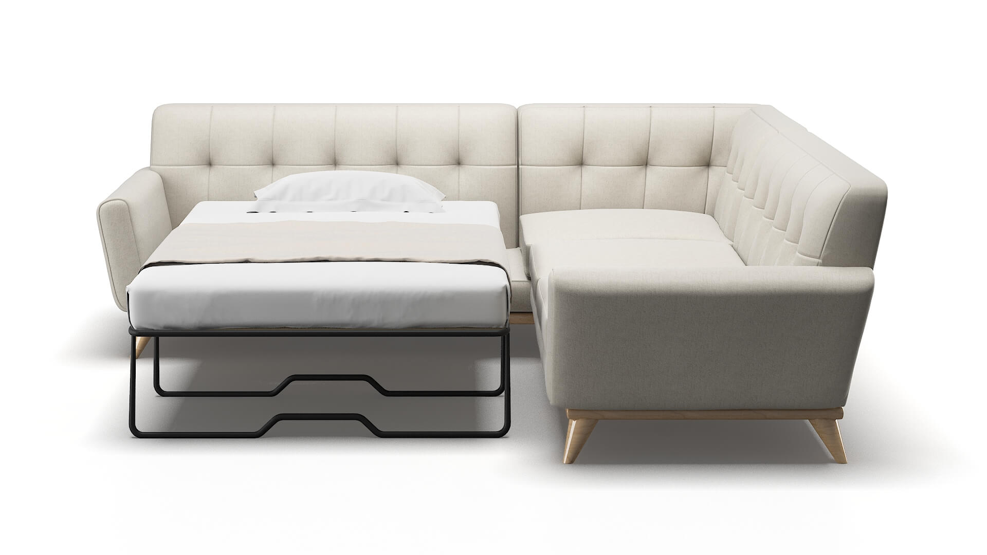 Brussels Sasha Linen Sectional Sleeper Espresso legs 1