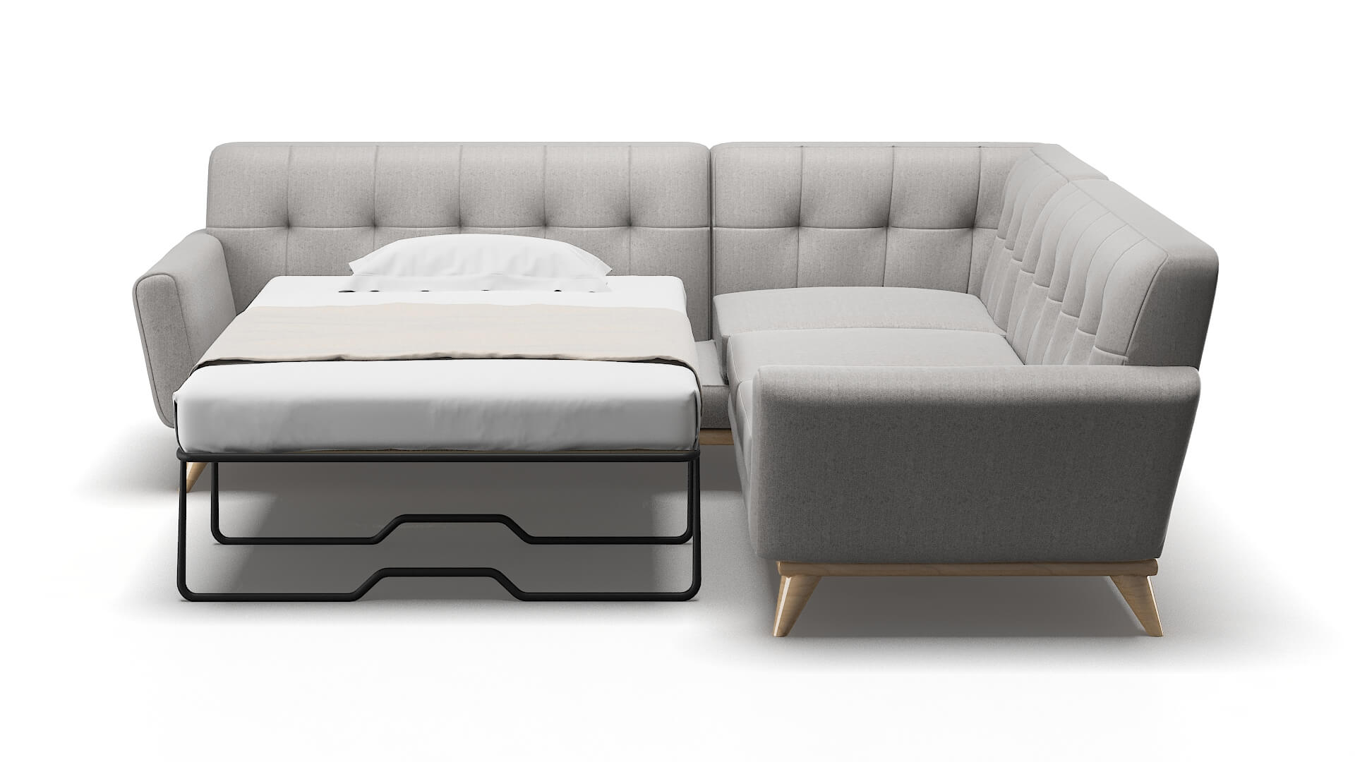 Brussels Sasha Silver Sectional Sleeper Espresso legs 1