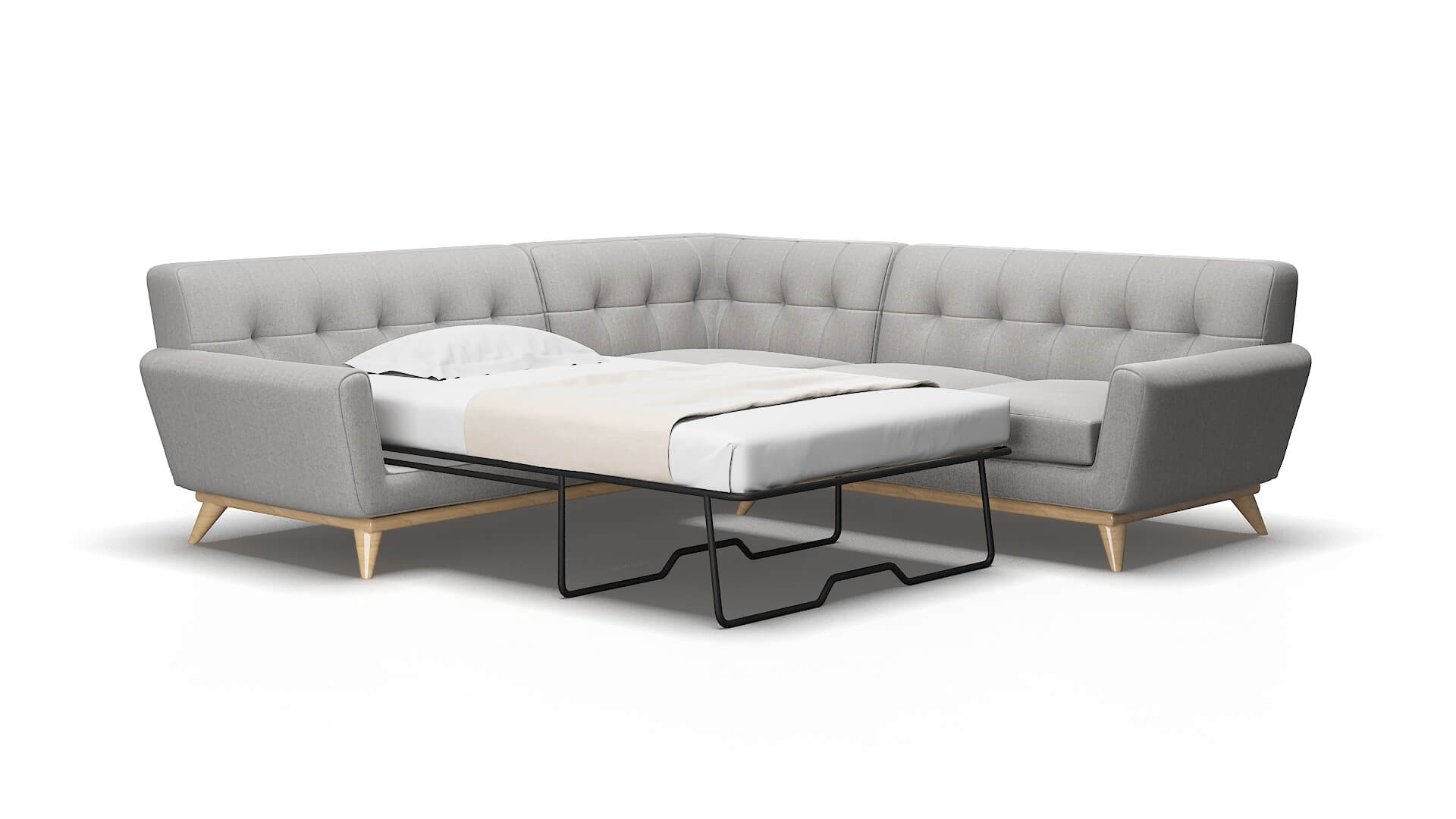 Brussels Sasha Silver Sectional Sleeper Espresso legs 2