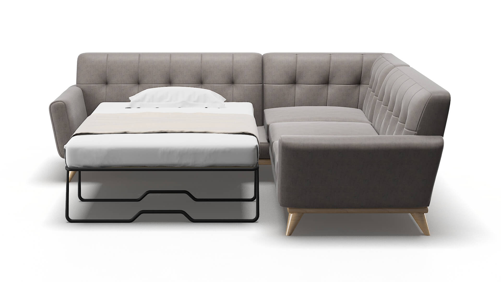 Brussels Suave Slate Sectional Sleeper Espresso legs 1