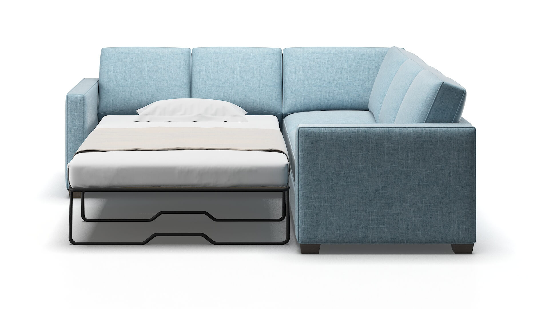 Calgary Atlas Turquoise Sectional Sleeper Espresso legs 1