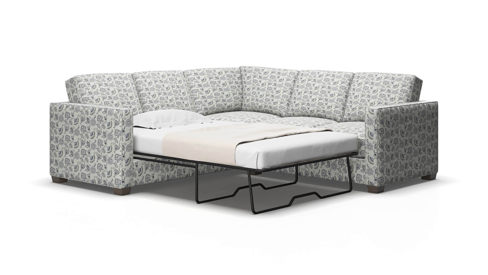 Calgary Avignon sky Sectional sleeper Espresso Legs  2