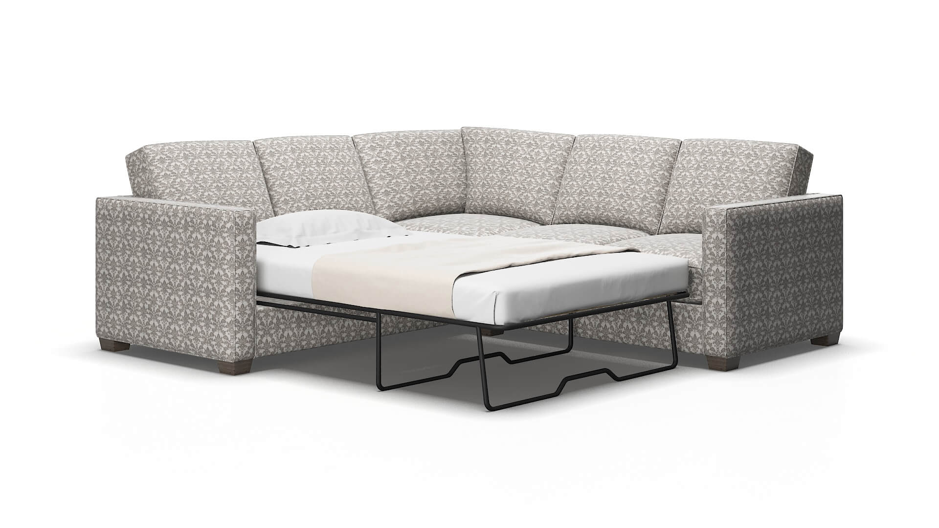 Calgary Bergamo dove Sectional sleeper Espresso Legs  2