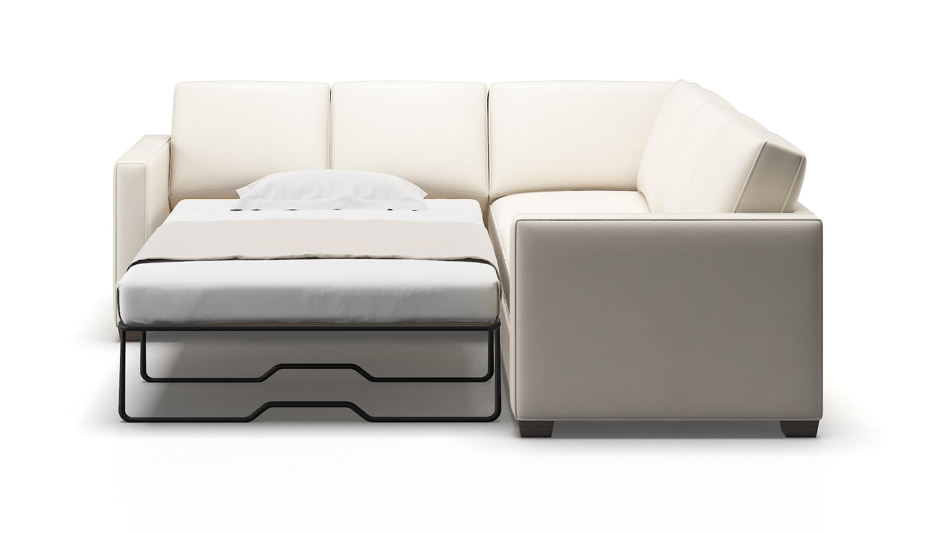 Calgary Blanche Milky Sectional Sleeper Espresso legs 1