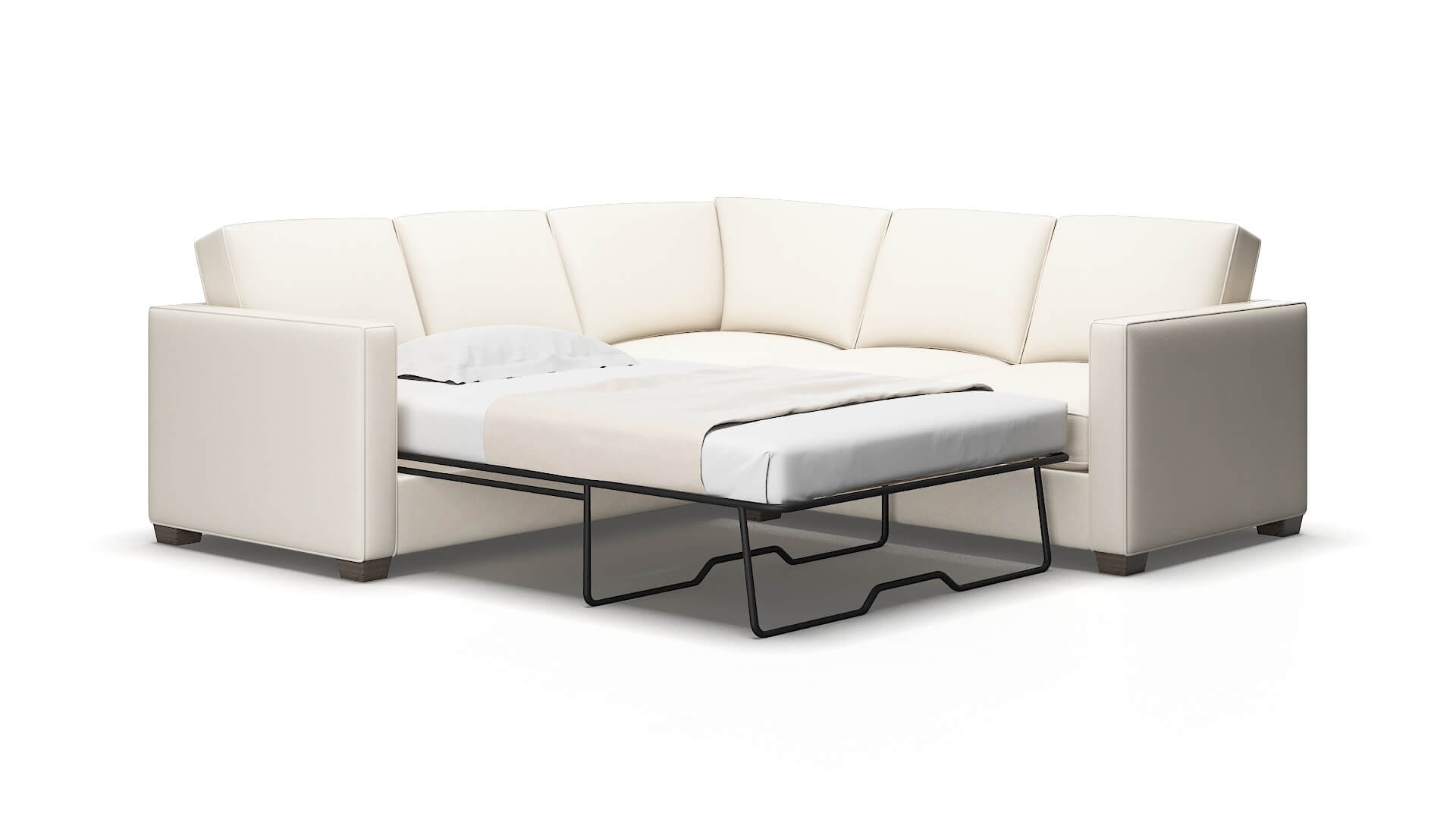 Calgary Blanche Milky Sectional Sleeper Espresso legs 2
