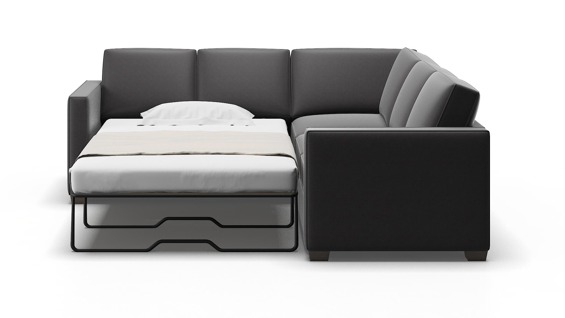 Calgary Catalina Charcoal Sectional Sleeper Espresso legs 1