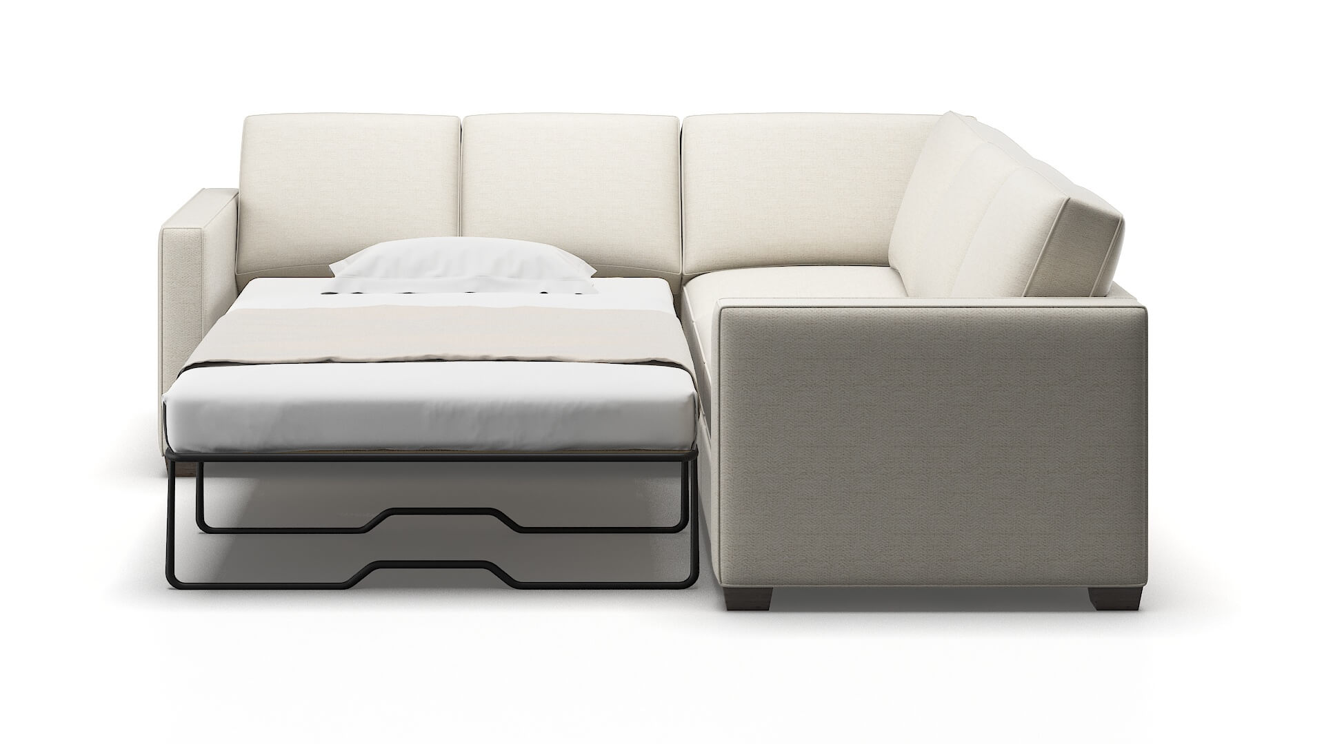 Calgary Catalina Linen Sectional Sleeper Espresso legs 1