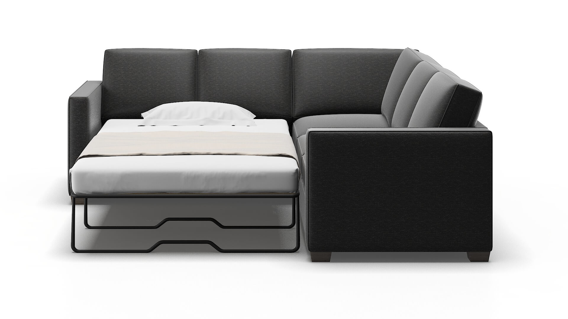 Calgary Chance Denim Sectional Sleeper Espresso legs 1