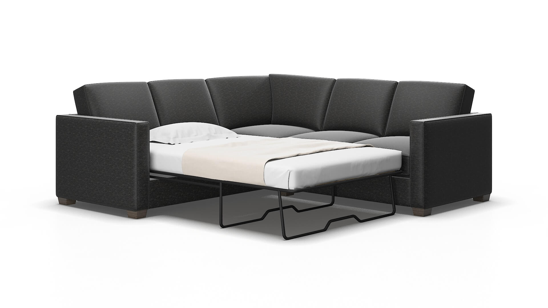 Calgary Chance Denim Sectional Sleeper Espresso legs 2