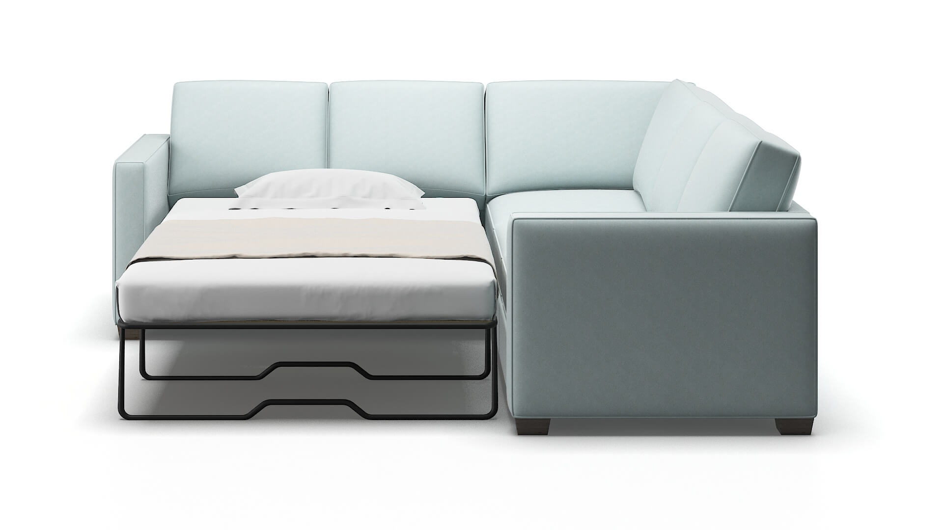 Calgary Clyde Cornflower Sectional Sleeper Espresso legs 1