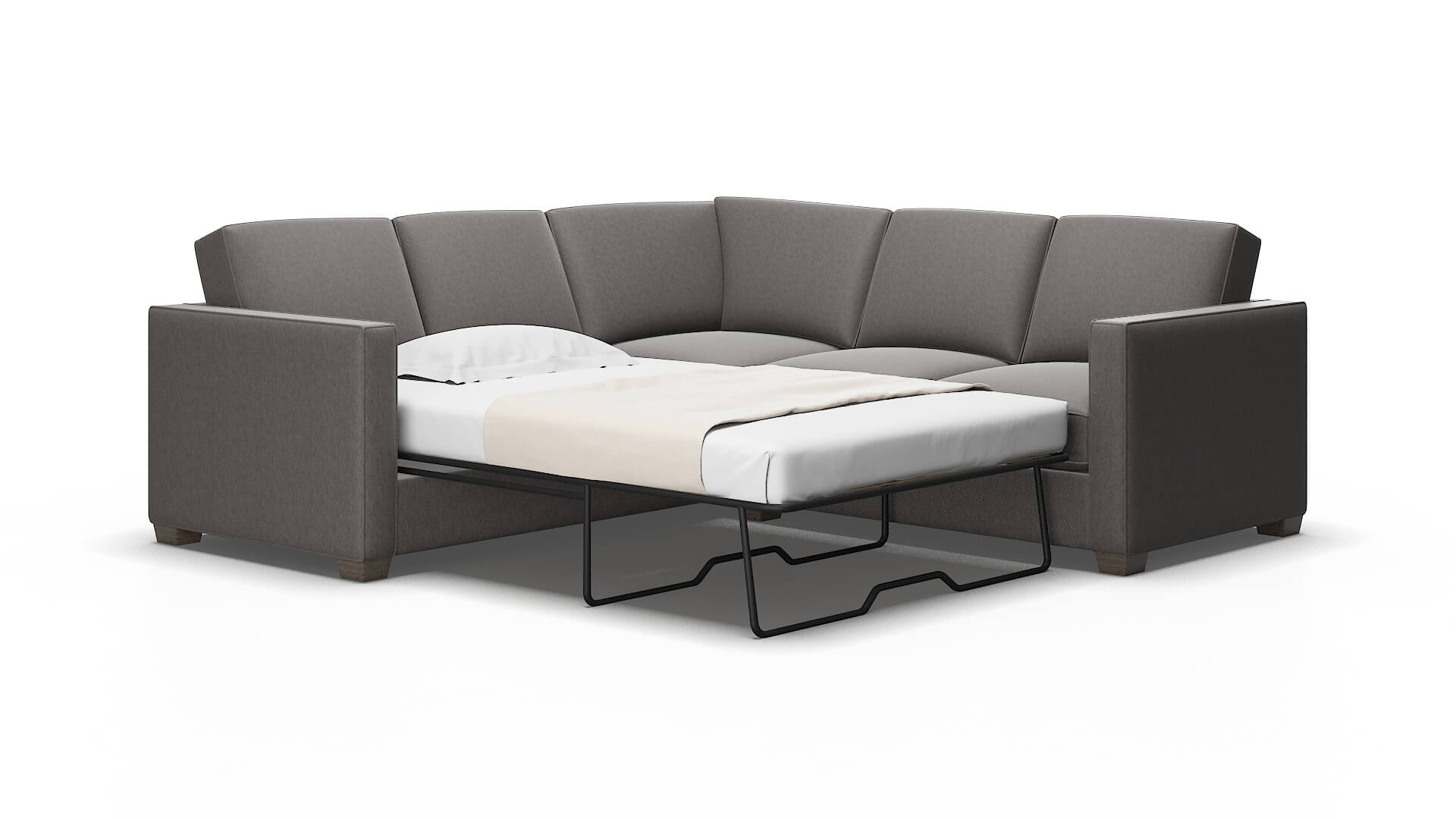 Calgary Cosmo charcoal Sectional sleeper Espresso Legs  2