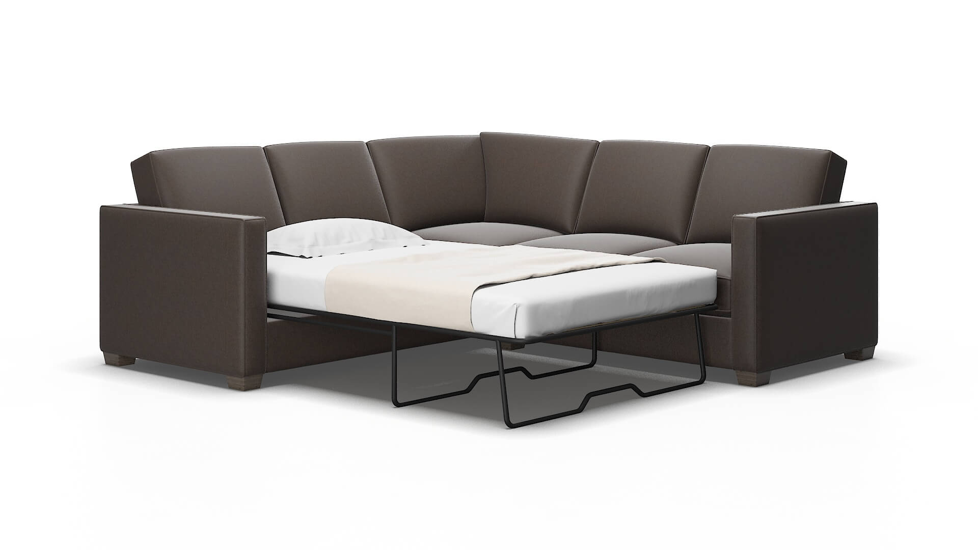 Calgary Cosmo Chocolate Sectional Sleeper Espresso legs 2