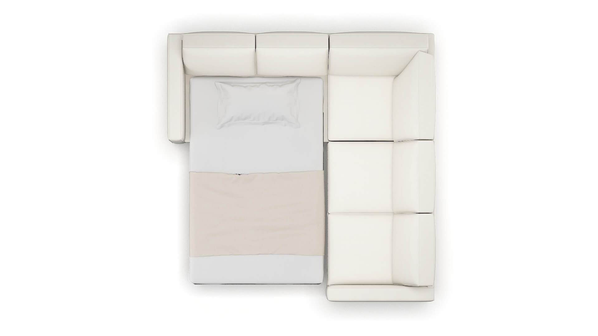 Calgary Cosmo Ivory Sectional Sleeper Espresso legs 3