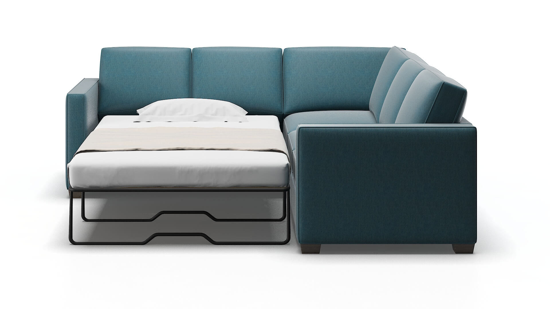Calgary Cosmo Teal Sectional Sleeper Espresso legs 1