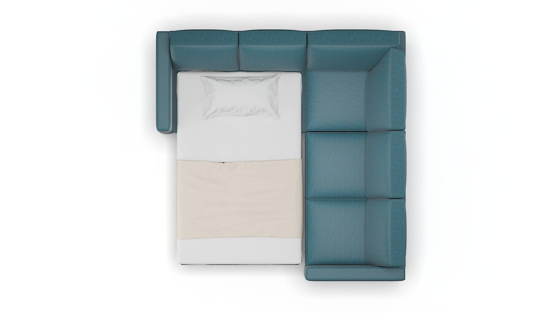 Calgary Cosmo Teal Sectional Sleeper Espresso legs 3