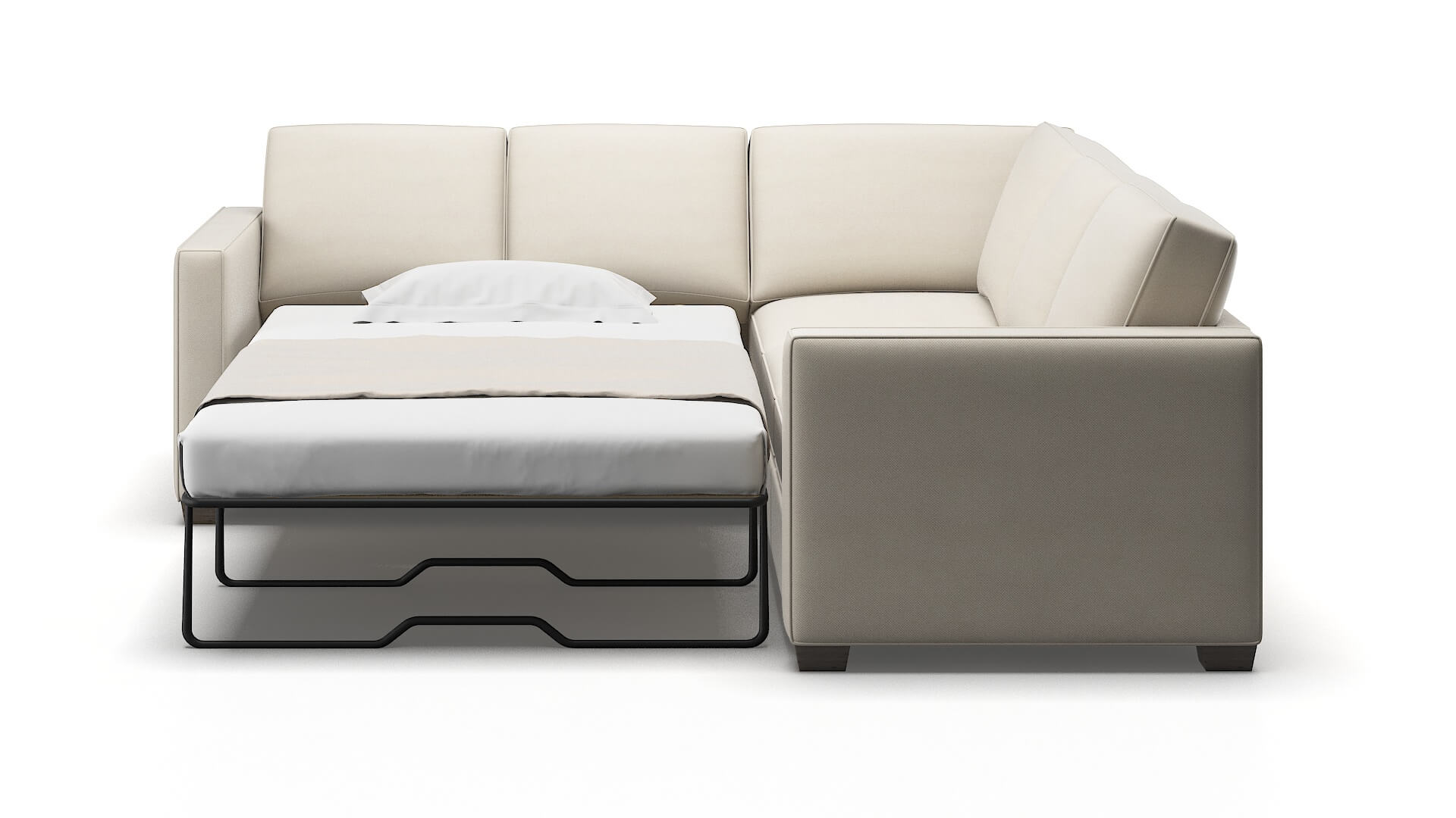 Calgary Dawson Sand Sectional Sleeper Espresso legs 1