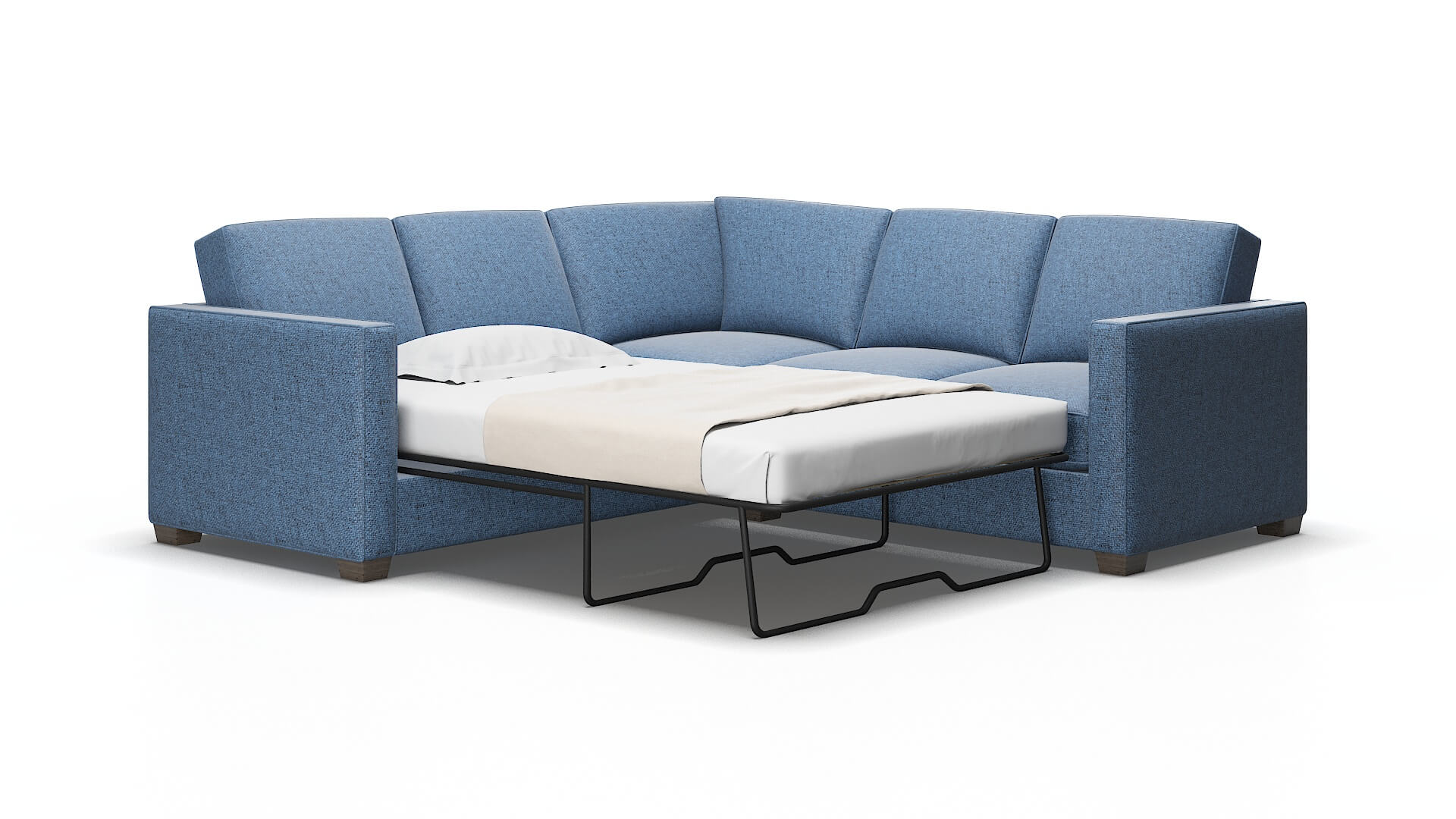 Calgary Derby navy Sectional sleeper Espresso Legs  2