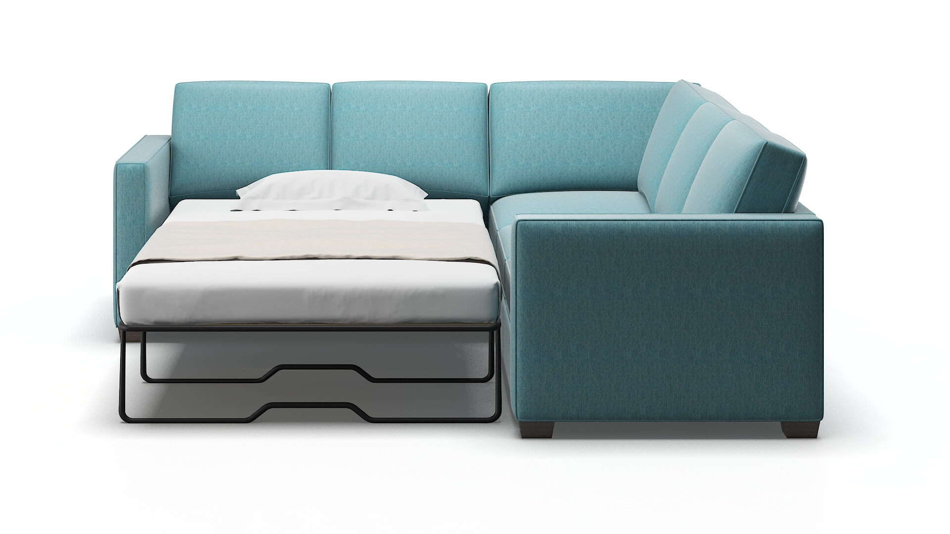 Calgary Durham Pine Sectional Sleeper Espresso legs 1