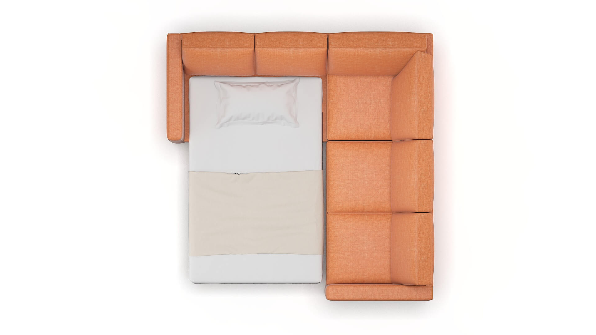 Calgary Durham Tangerine Sectional Sleeper Espresso legs 3